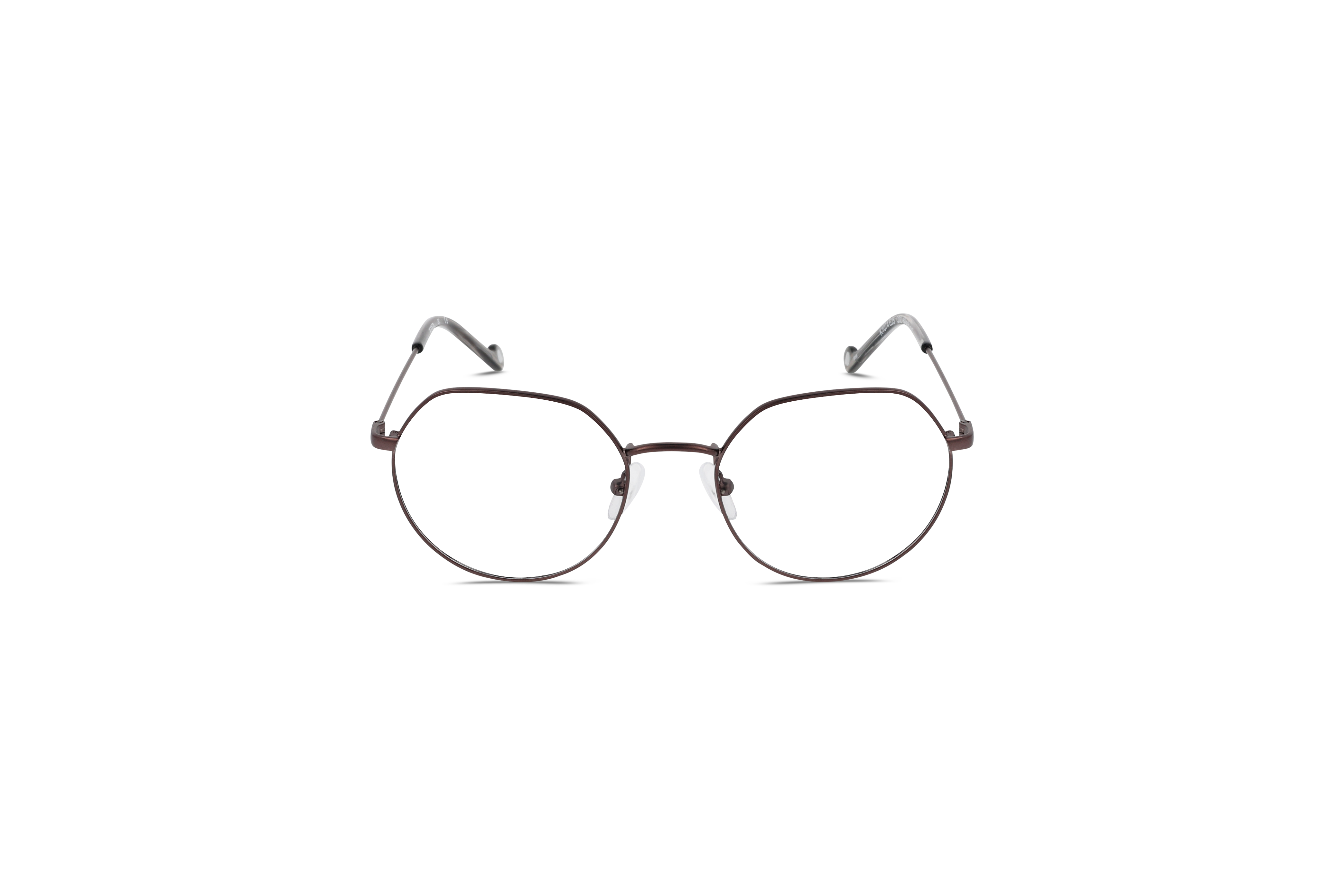 Die Brille KIND K1074 E25 in Silber auf weißem Hintergrund in Frontalansicht.