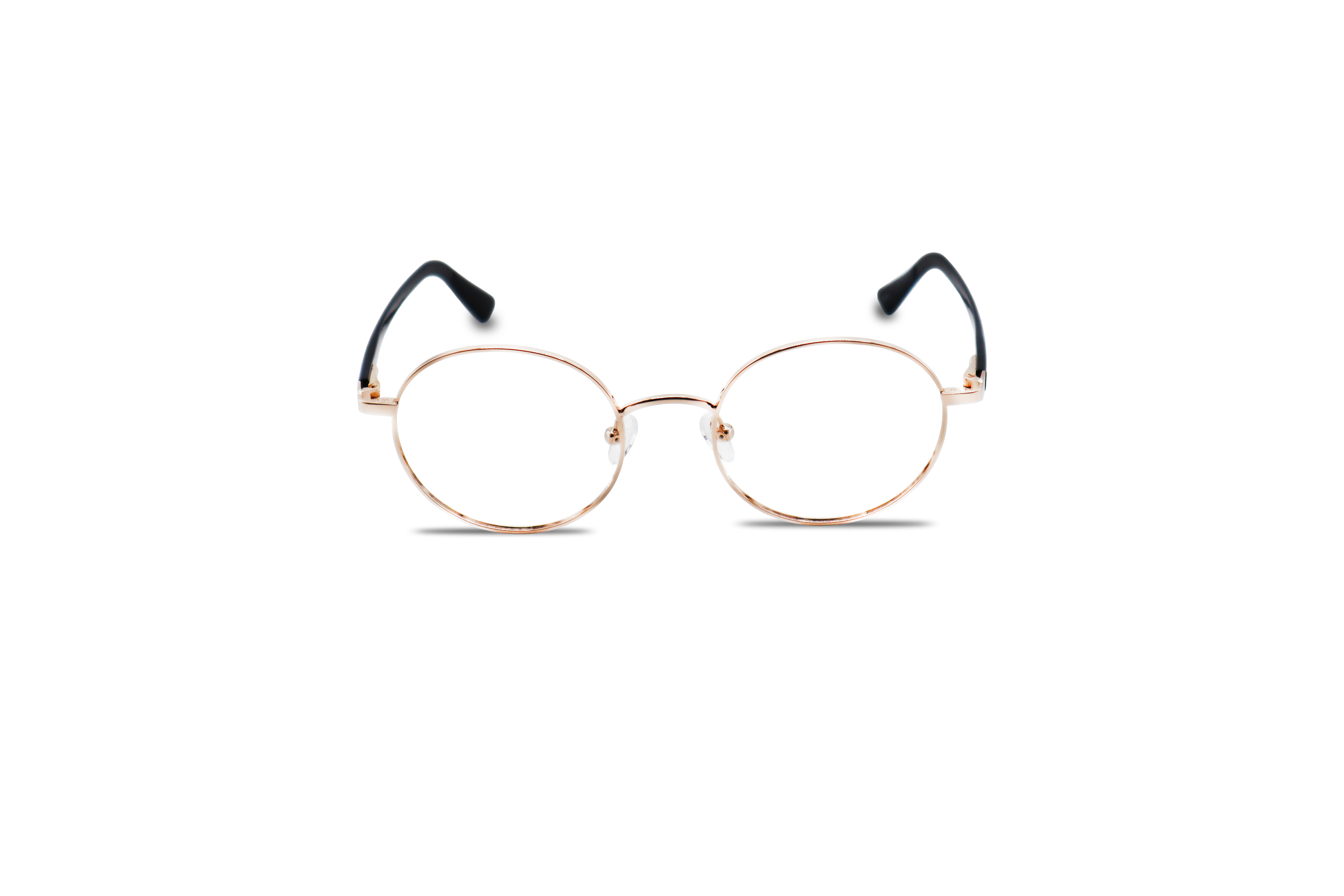 Die Brille KIND K1076 E25 in Gold auf weißem Hintergrund in Frontalansicht.