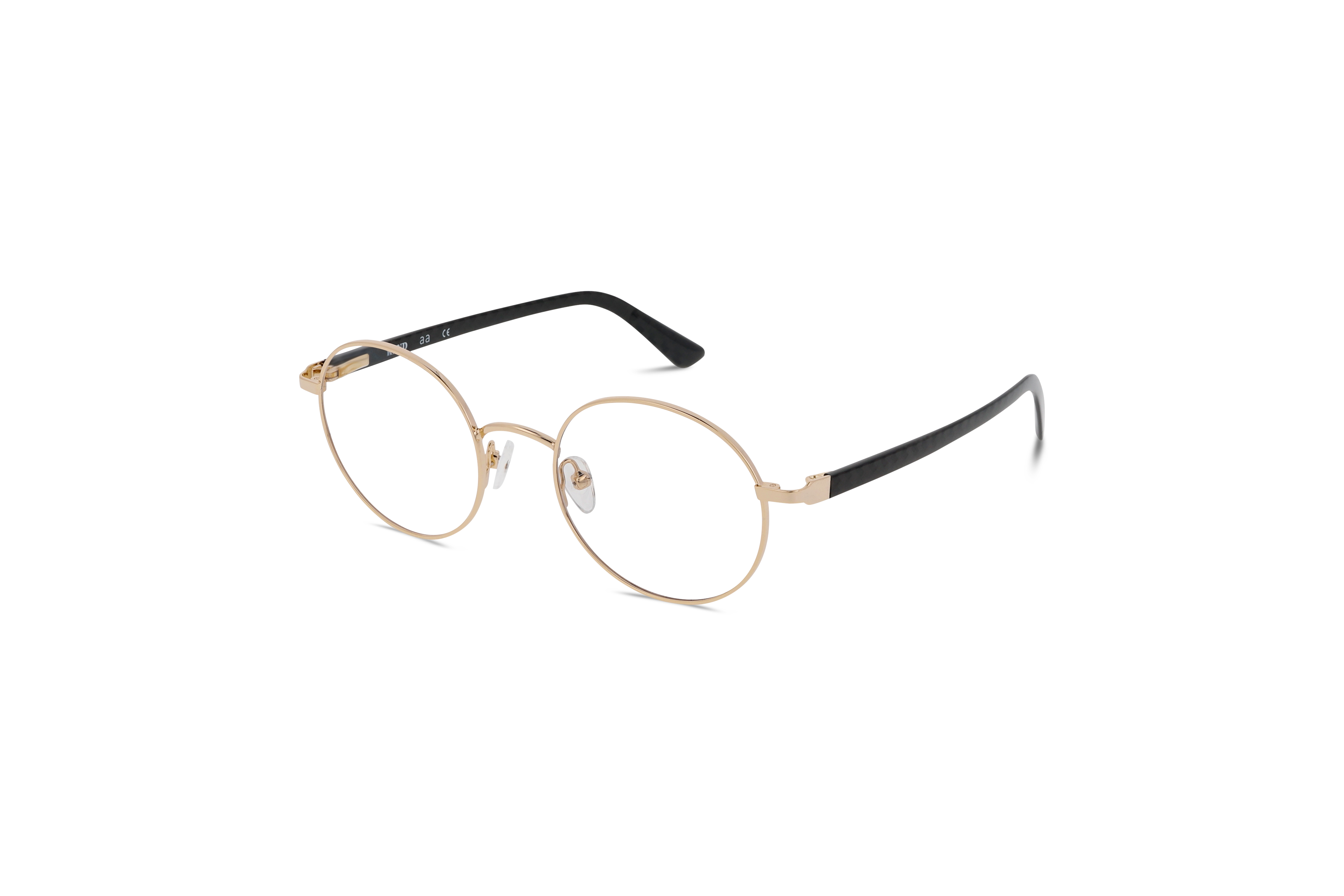 45° Ansicht der Brille KIND K1076 E25 in Gold auf weißem Hintergrund.