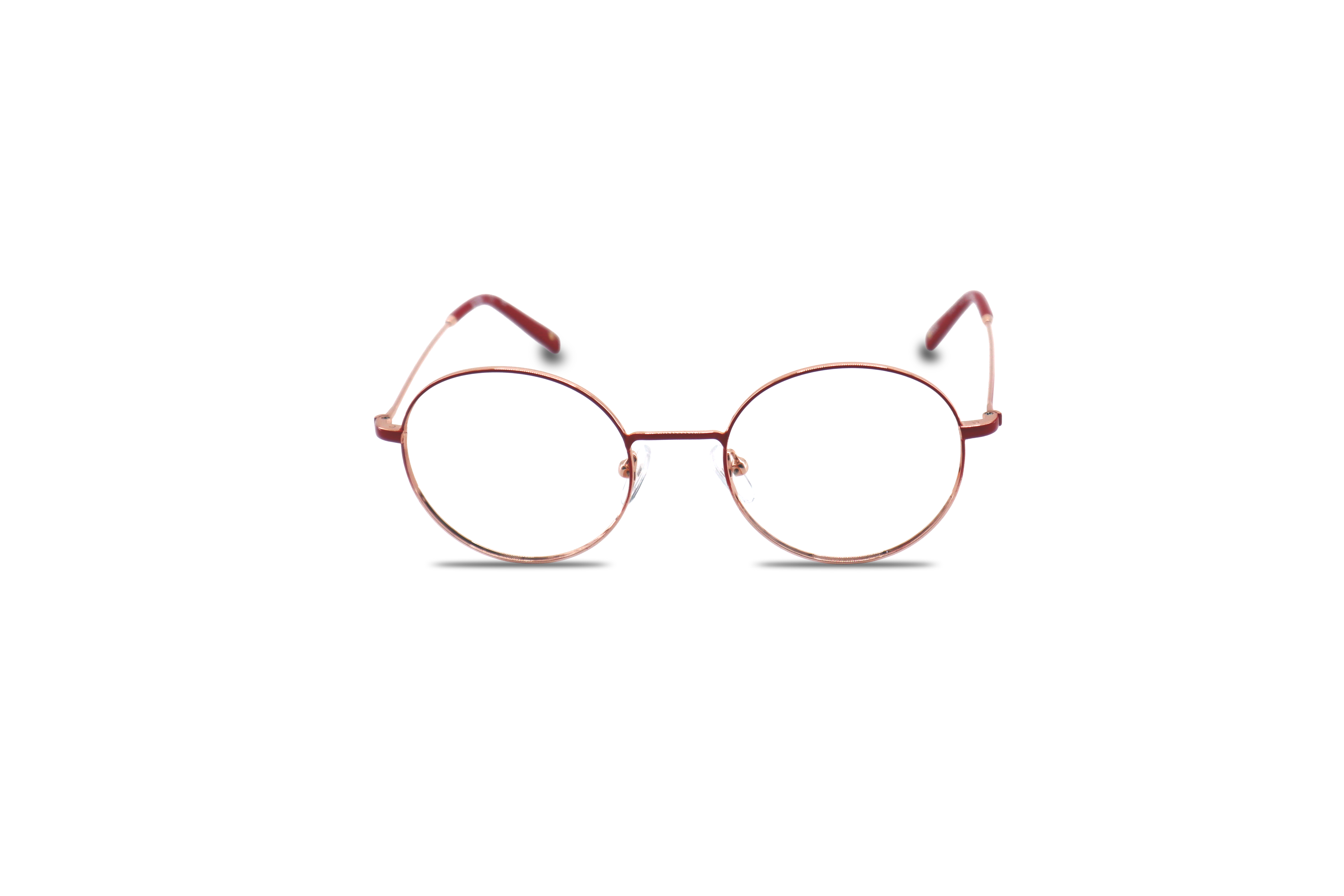 Die Brille KIND K1079 E25 in Rot auf weißem Hintergrund in Frontalansicht.