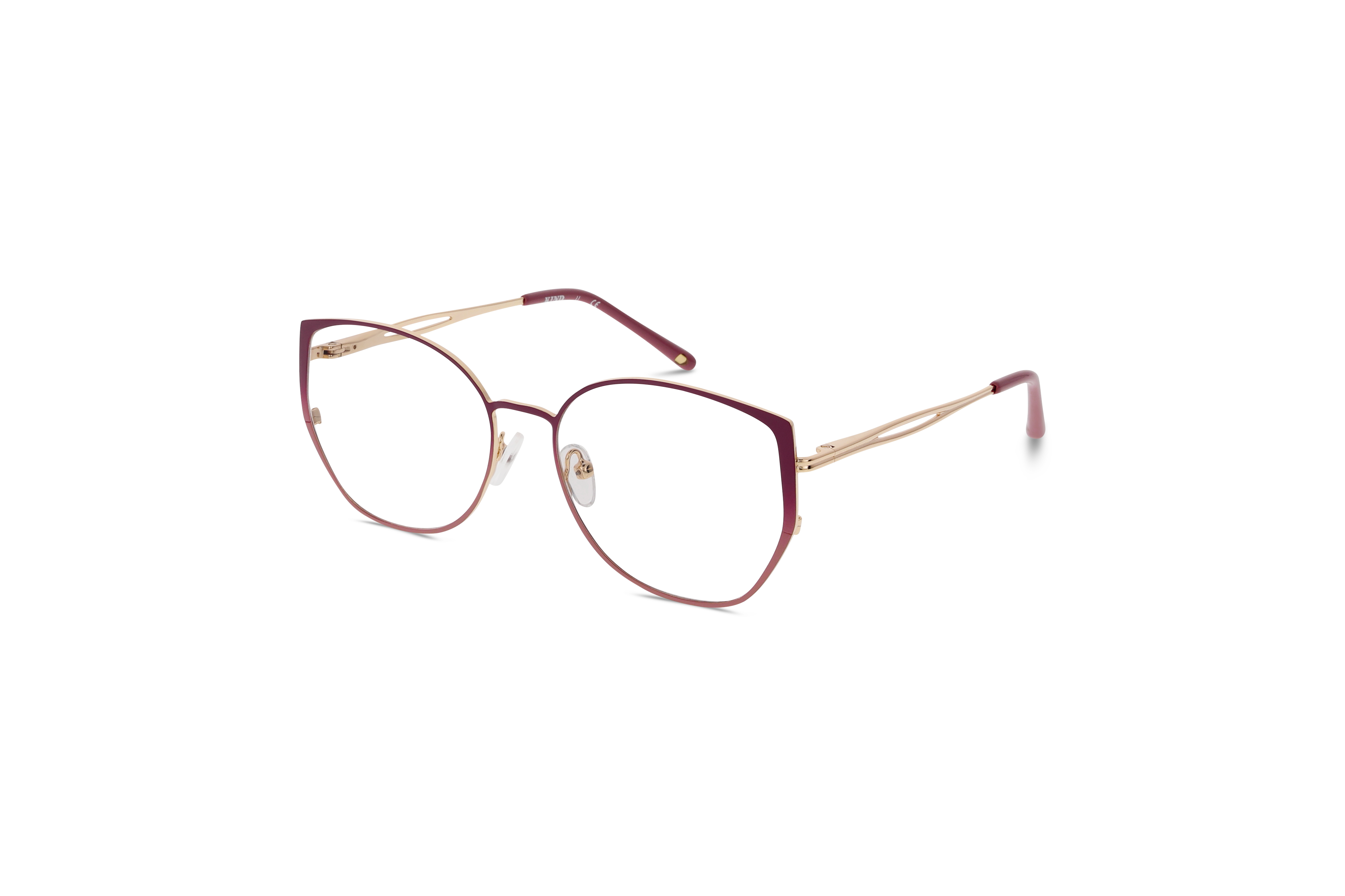 45° Ansicht der Brille KIND K1080 E25 in Violett auf weißem Hintergrund.