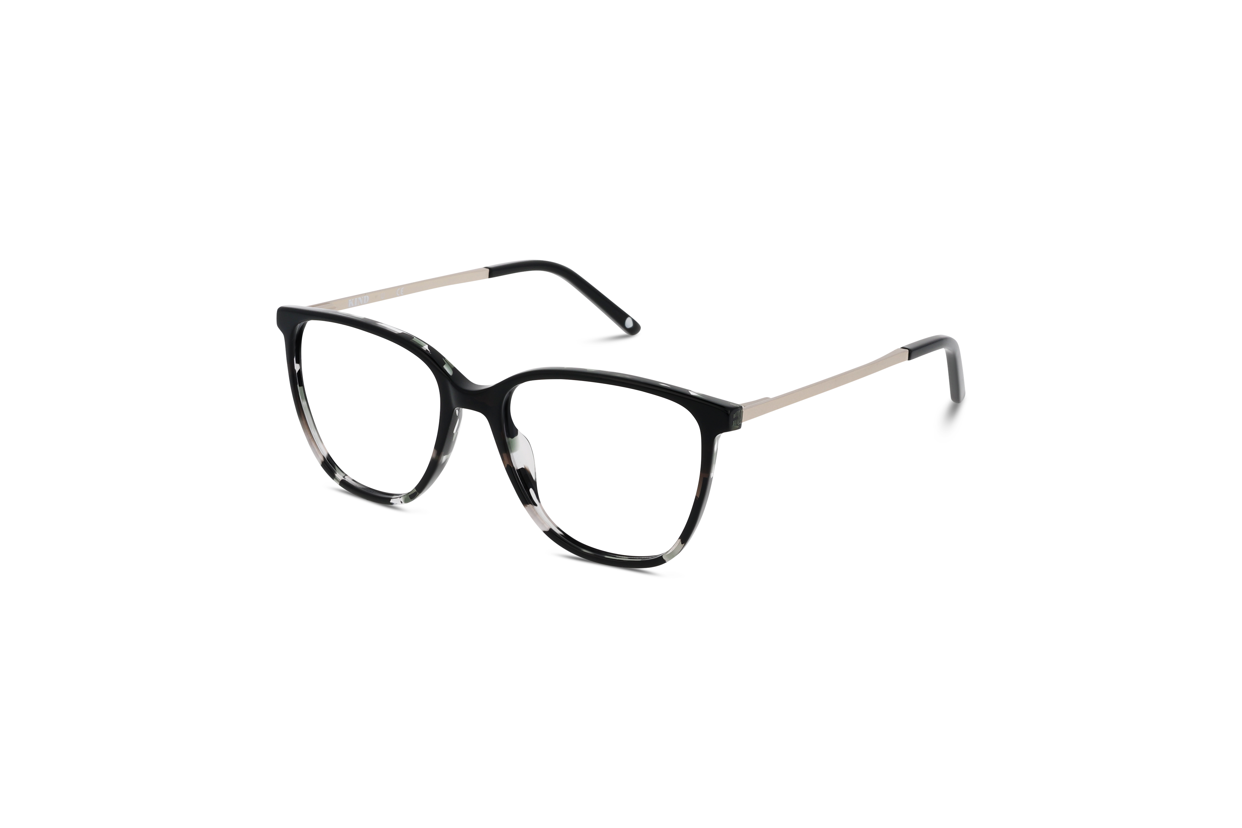 45° Ansicht der Brille KIND K1083 E25 in Schwarz auf weißem Hintergrund.