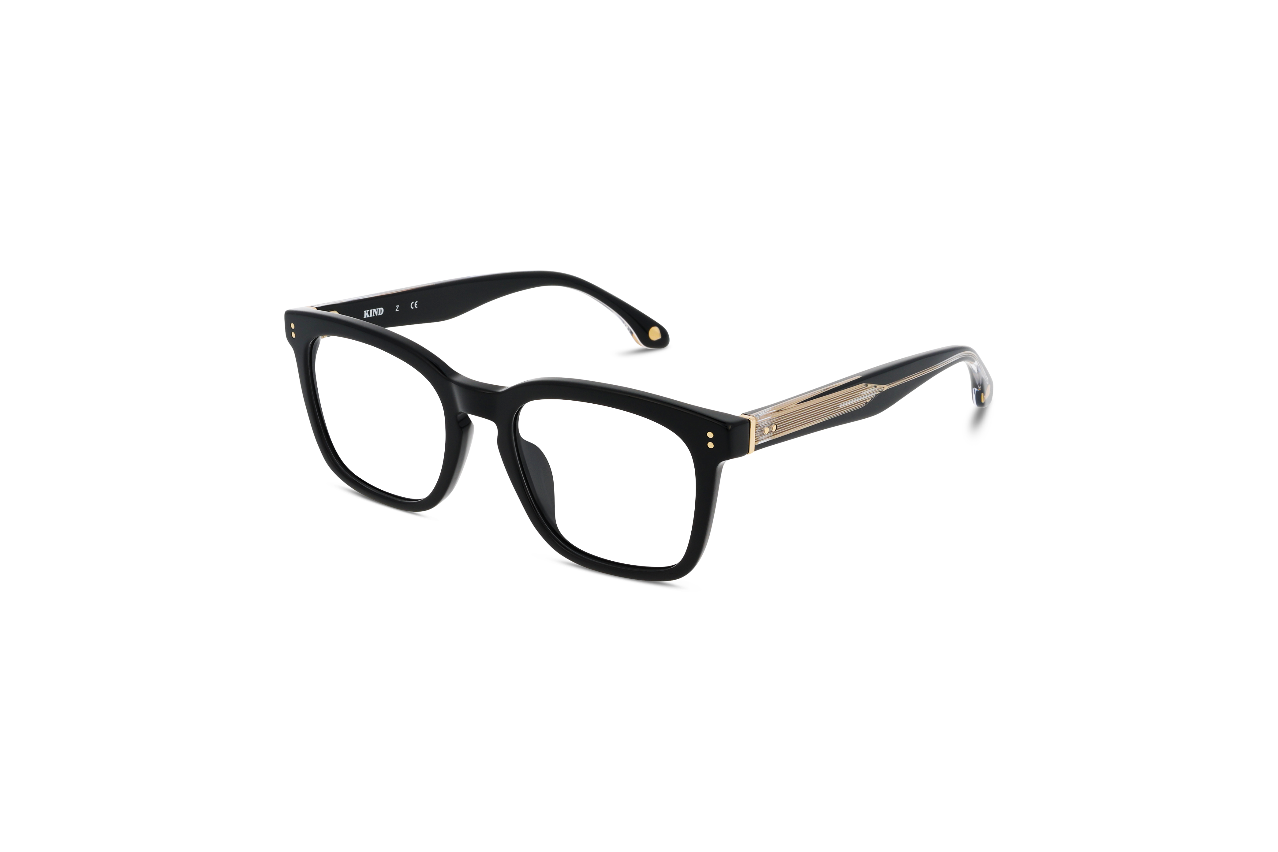 45° Ansicht der Brille KIND K1086 E25 in Schwarz auf weißem Hintergrund.