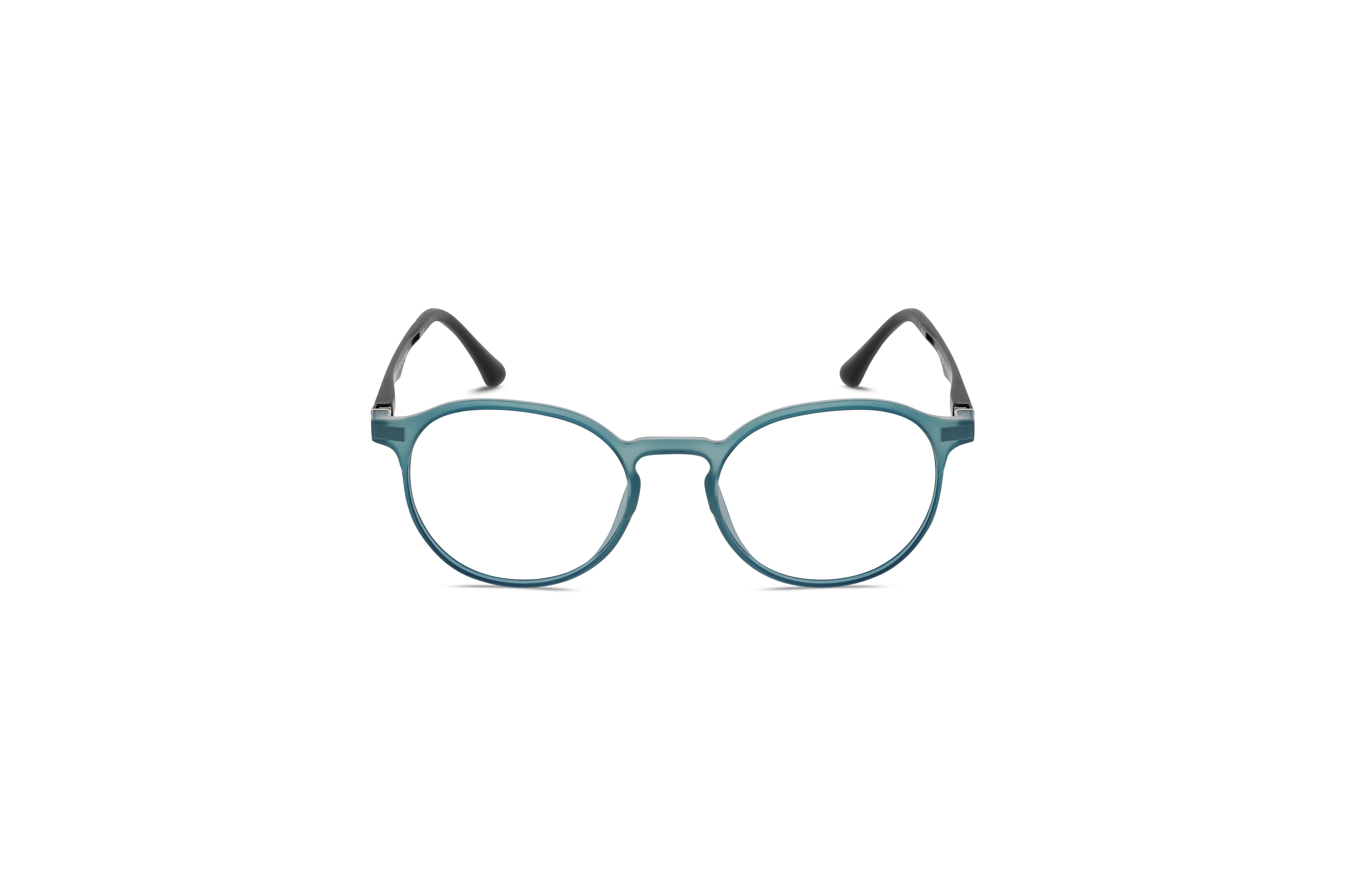 Die Brille KIND K1088 E25 in Blau auf weißem Hintergrund in Frontalansicht.