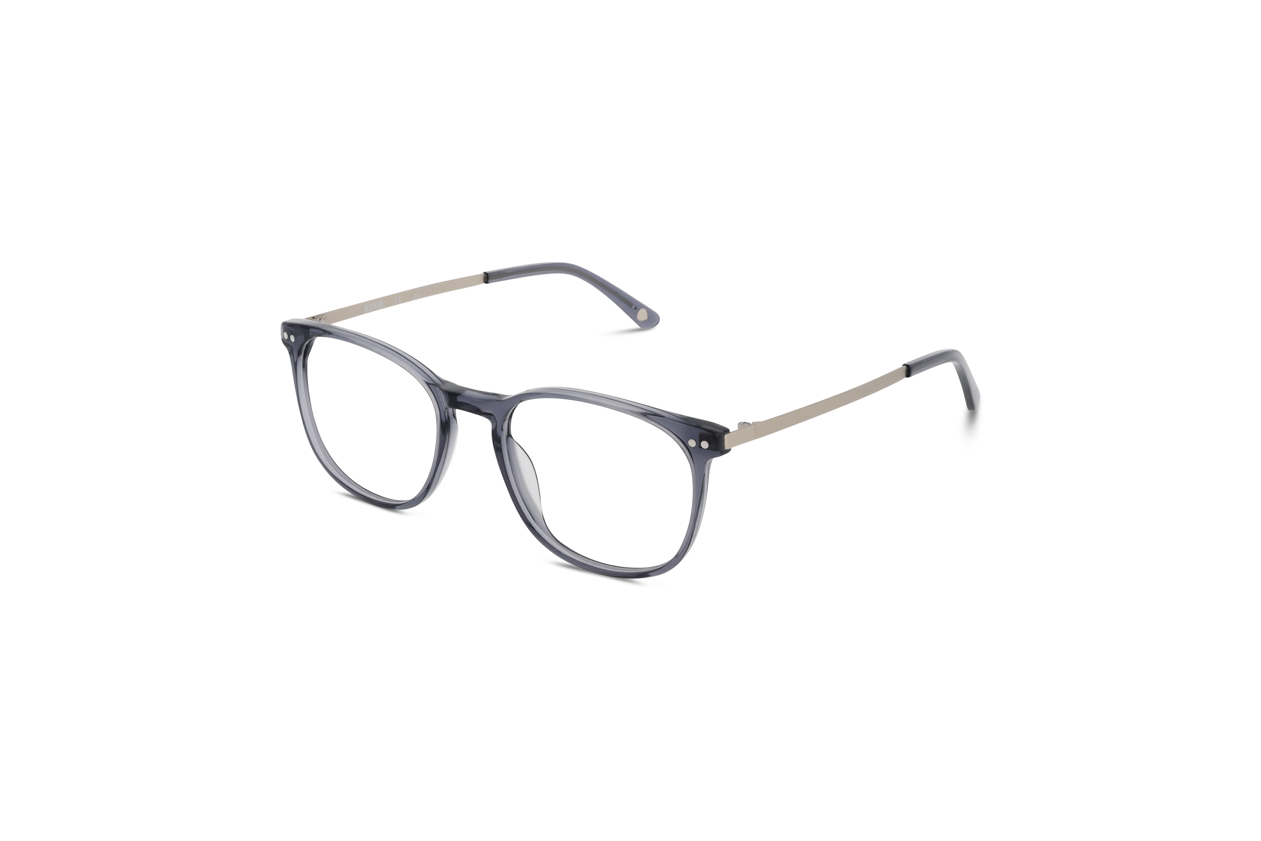 45° Ansicht der Brille KIND K1089 E25 in Grau auf weißem Hintergrund.