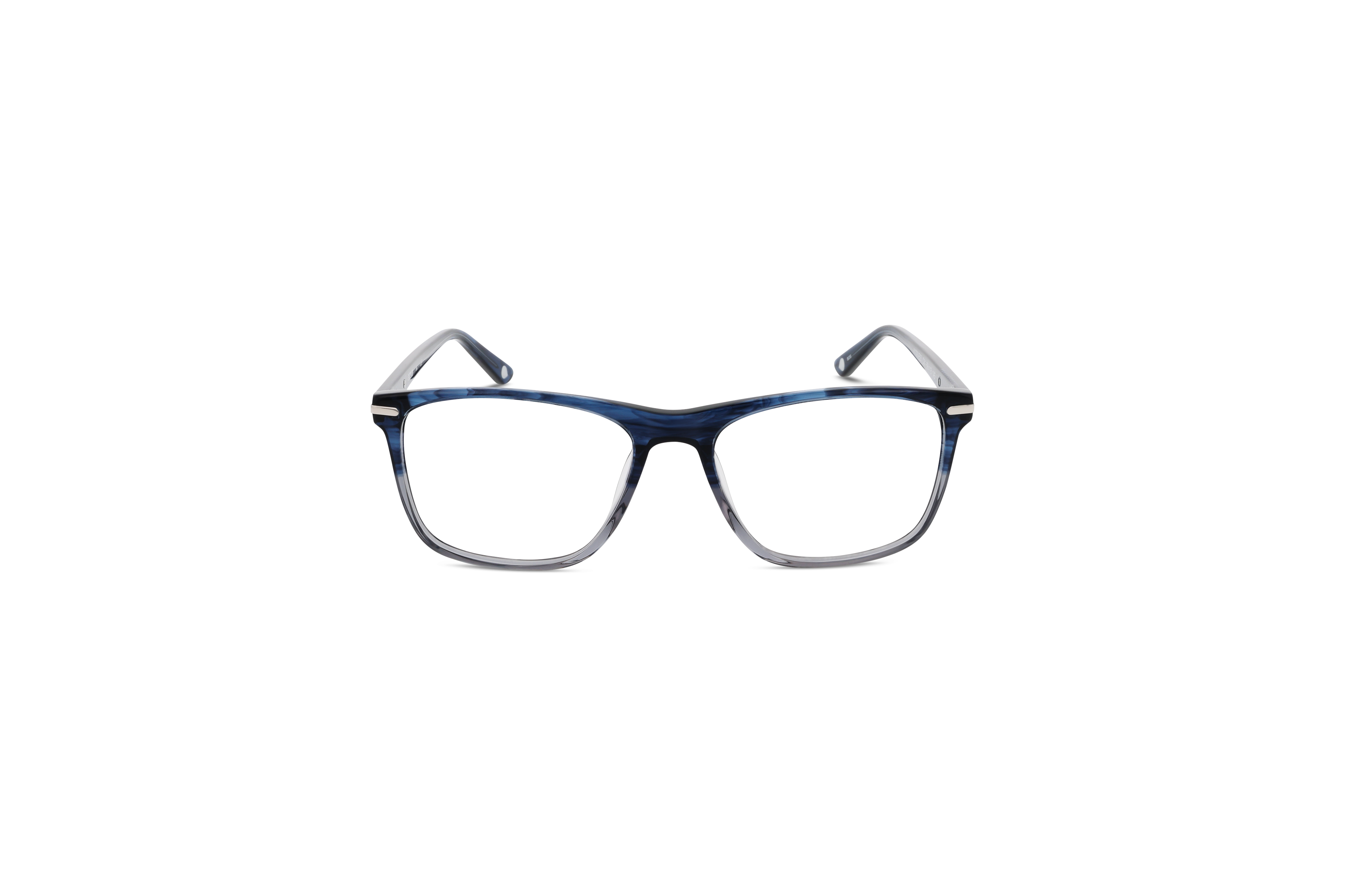 Die Brille KIND K1090 E25 in Blau auf weißem Hintergrund in Frontalansicht.