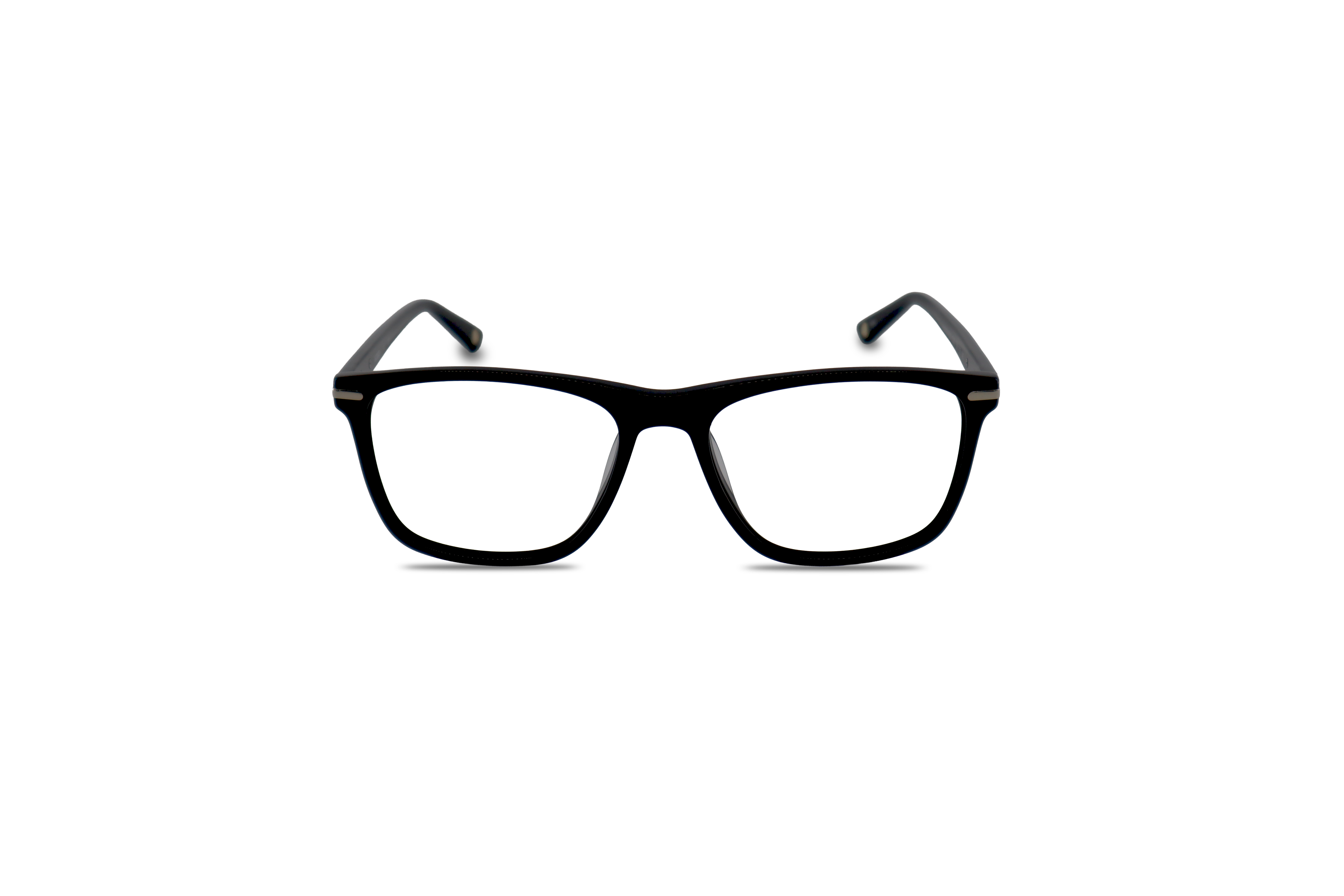 Die Brille KIND K1090 E25 in Schwarz auf weißem Hintergrund in Frontalansicht.