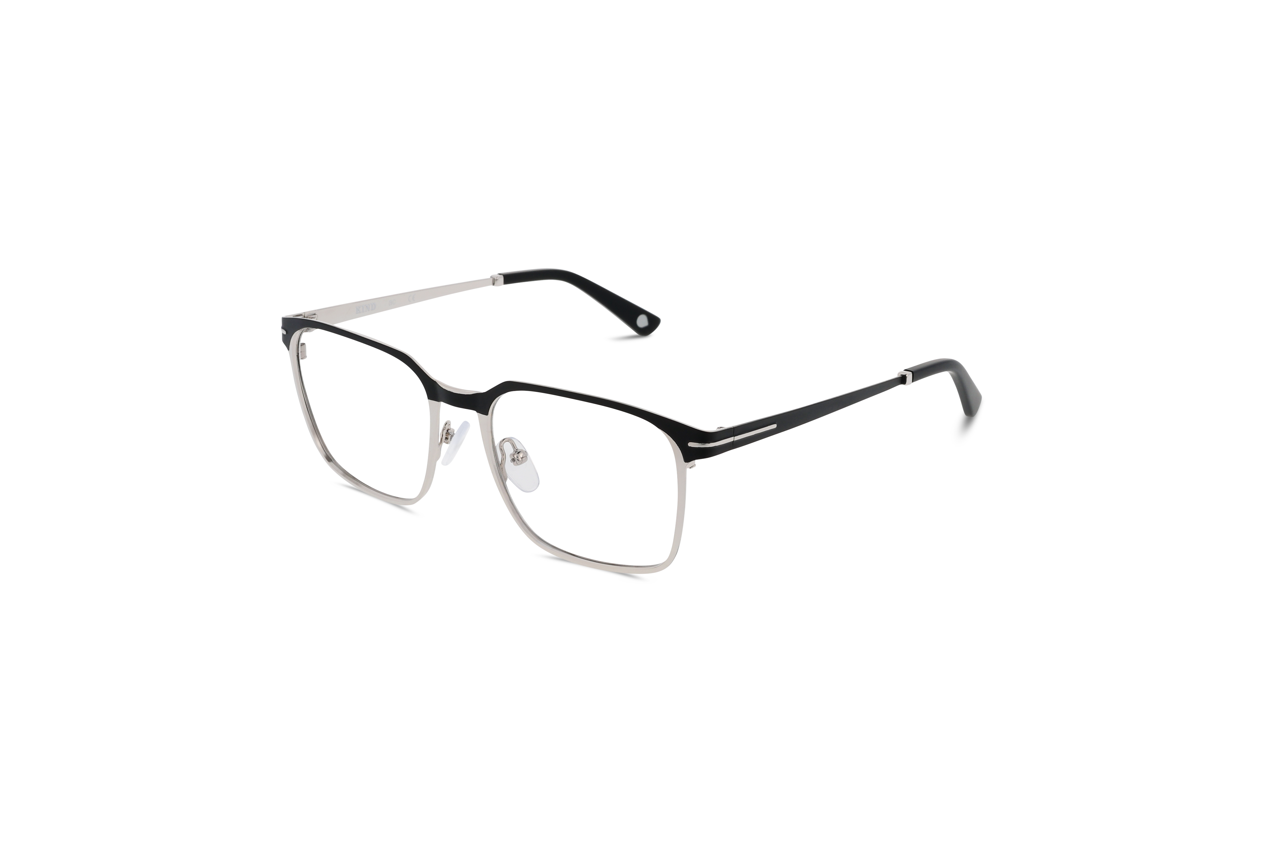 45° Ansicht der Brille KIND K1093 E25 in Silber auf weißem Hintergrund.
