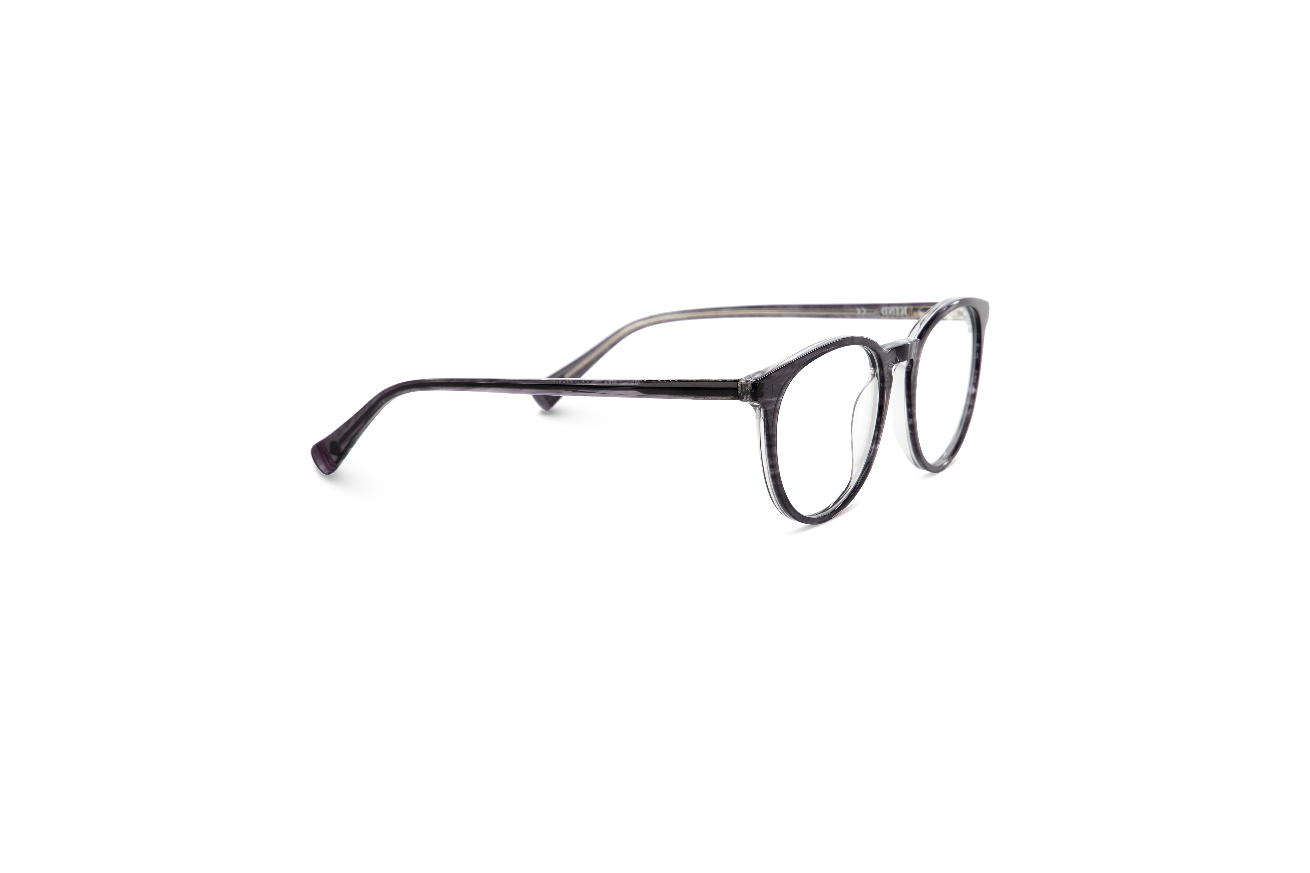 Die Brille KIND Barcelona in Grau mit Seitenansicht.