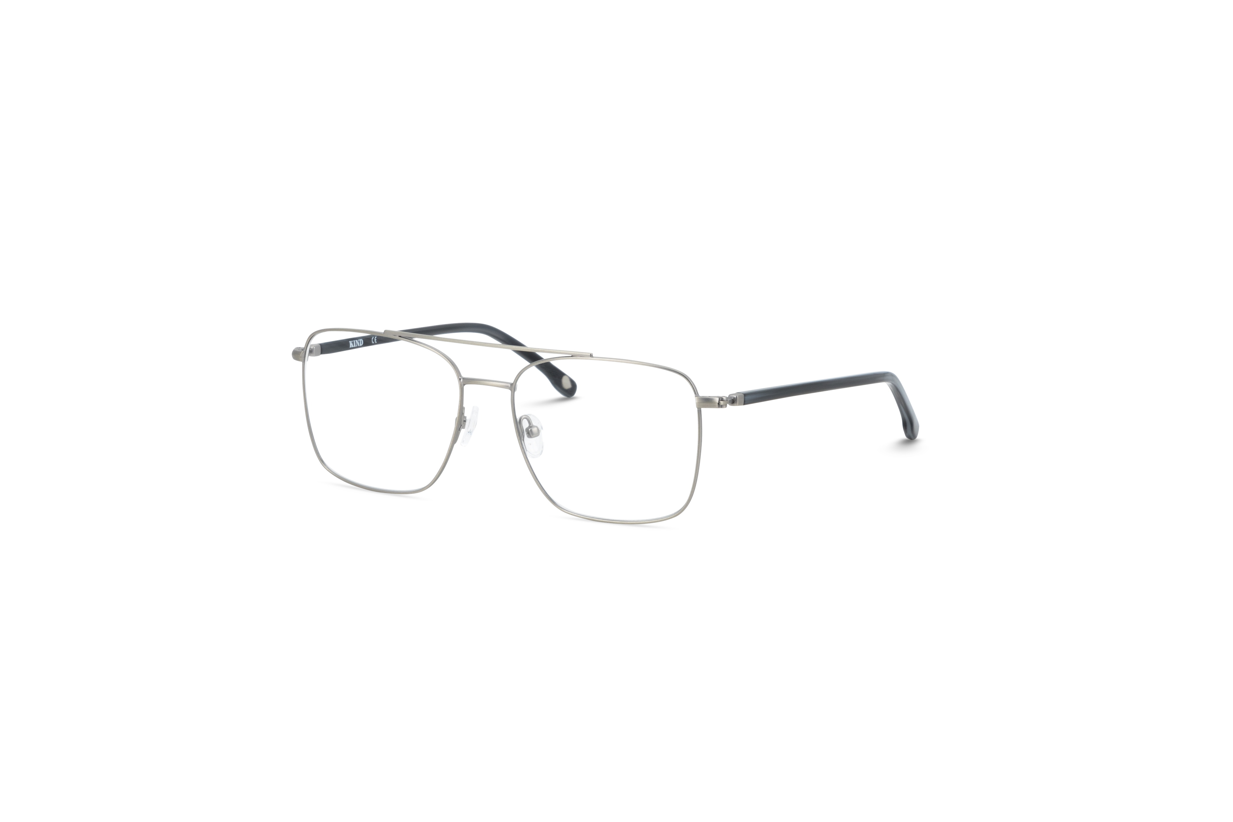 45° Ansicht der Brille KIND Kopenhagen in Silber auf weißem Hintergrund.