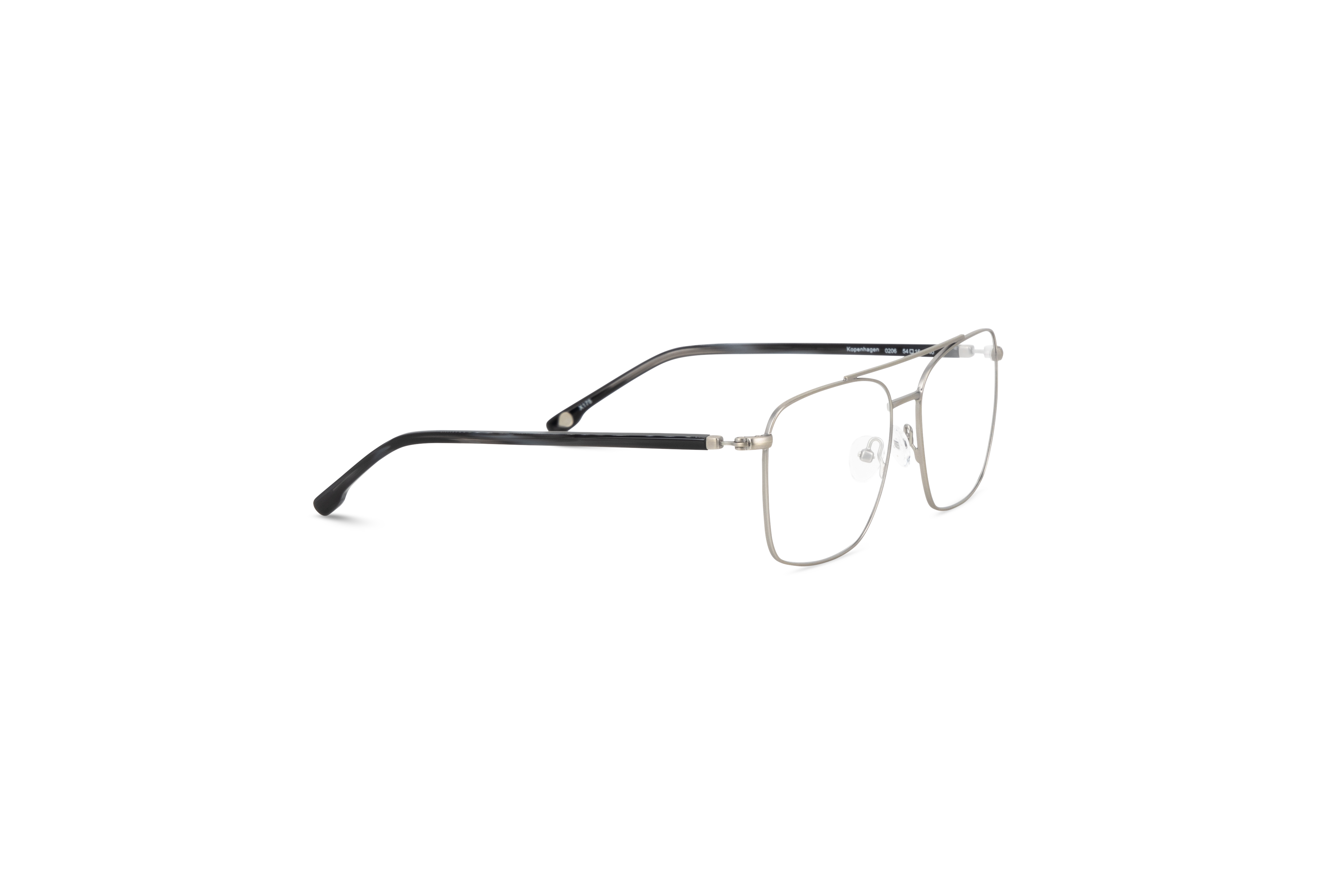 Die Brille KIND Kopenhagen in Silber mit Seitenansicht.