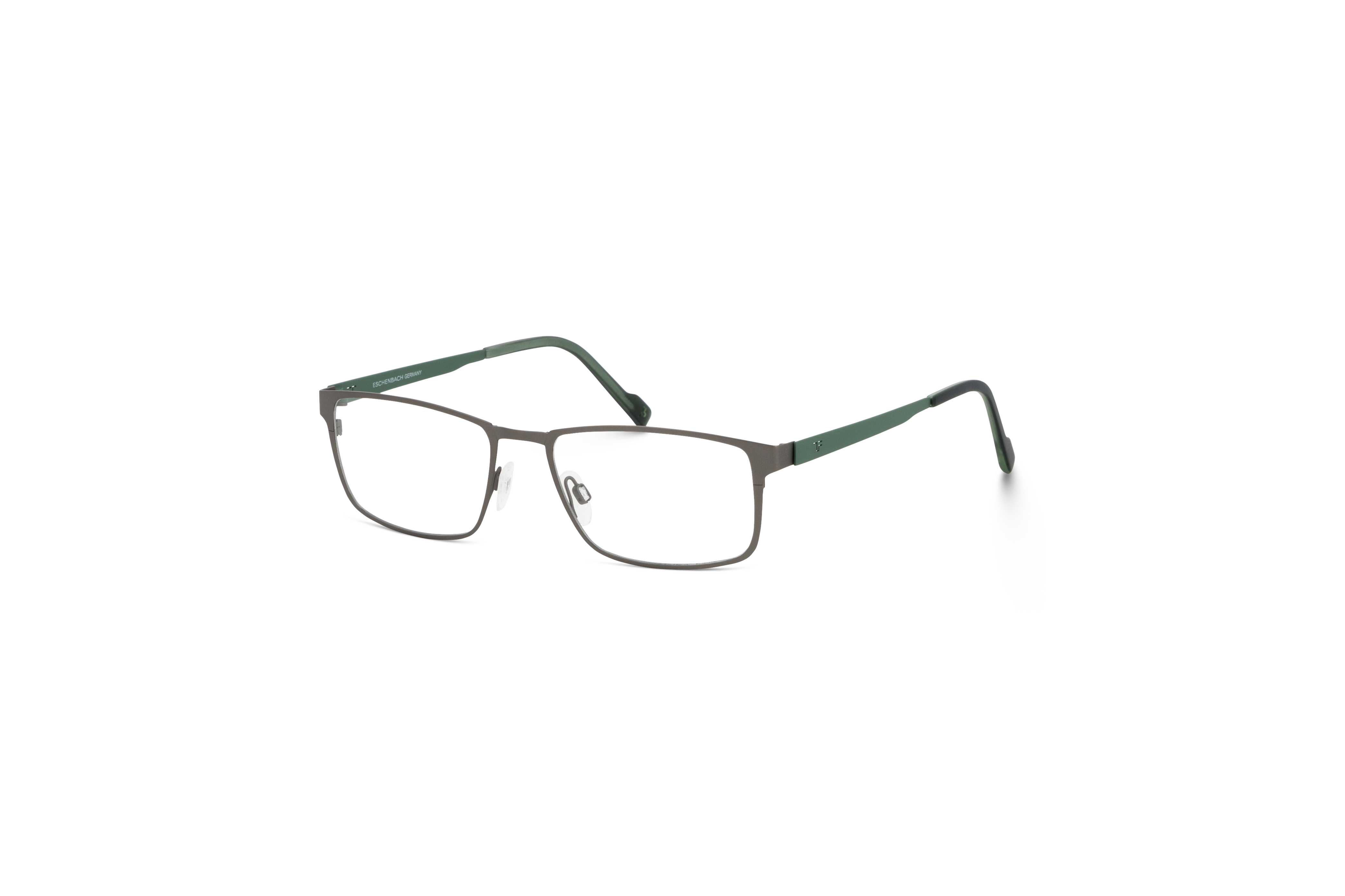 45° Ansicht der Brille Titanflex 820755 in Grau auf weißem Hintergrund.