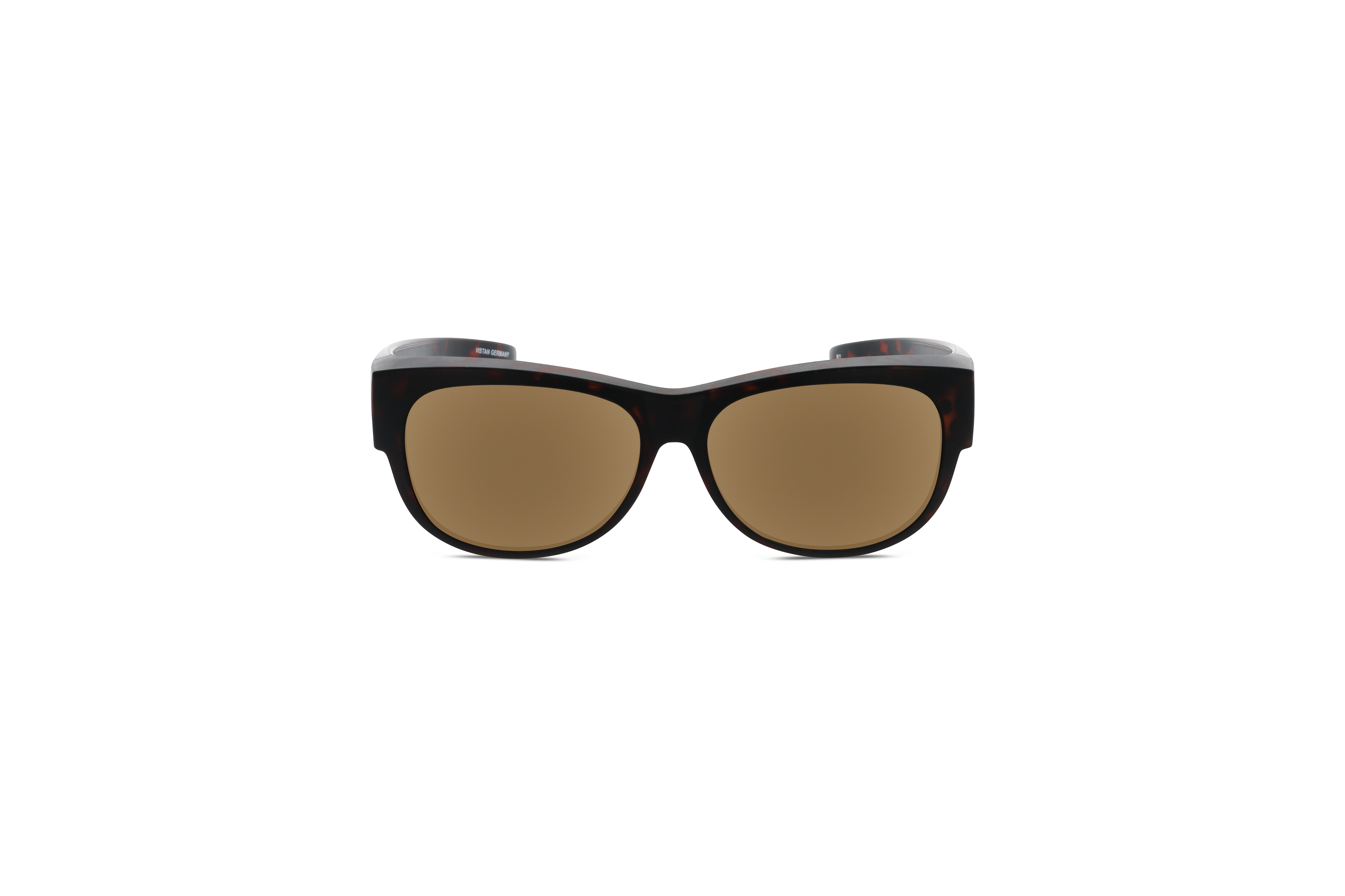 Die Sonnenbrille Cover Me 7760 in Braun auf weißem Hintergrund in Frontalansicht.