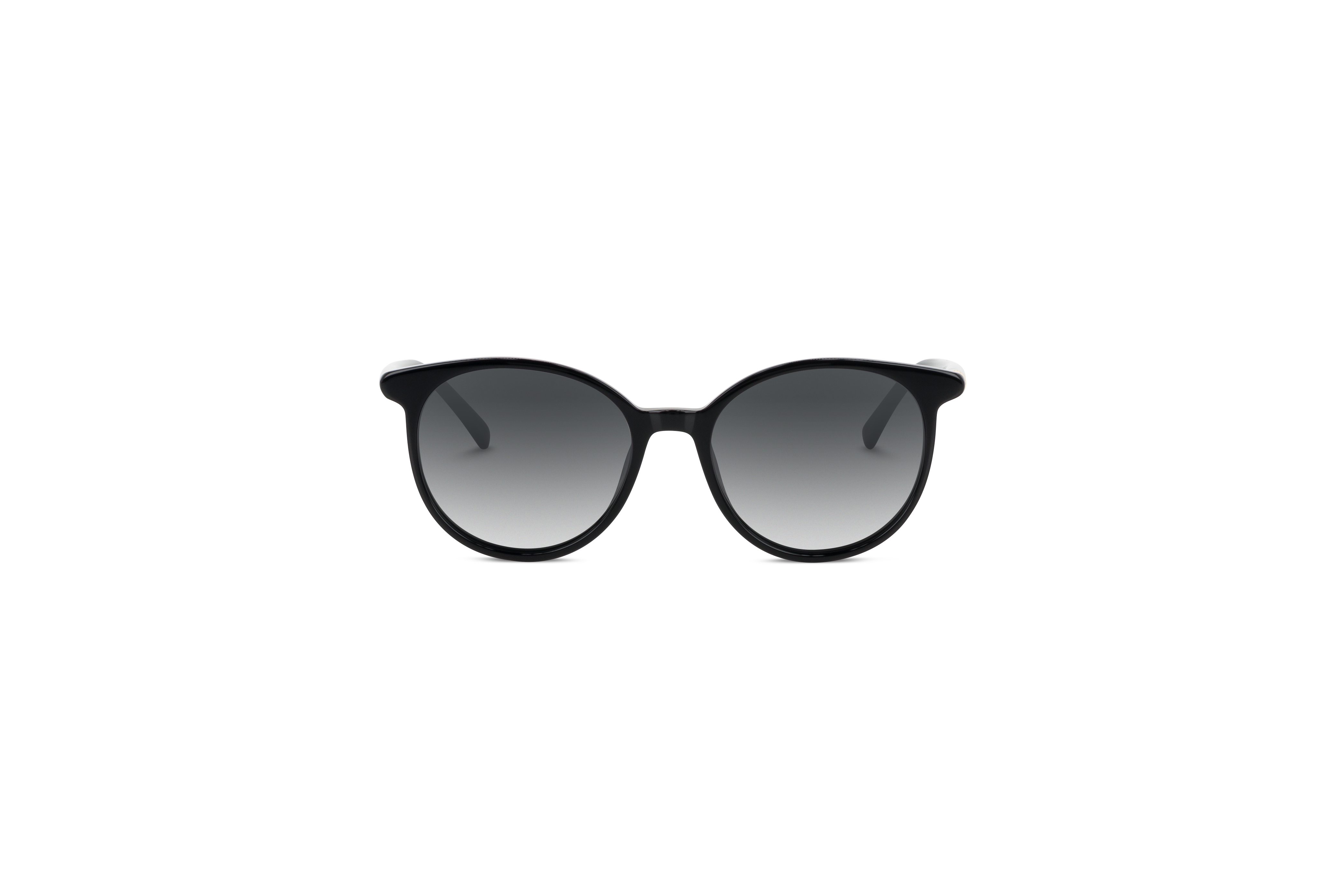 Die Sonnenbrille KIND No. 854 in Schwarz auf weißem Hintergrund in Frontalansicht.