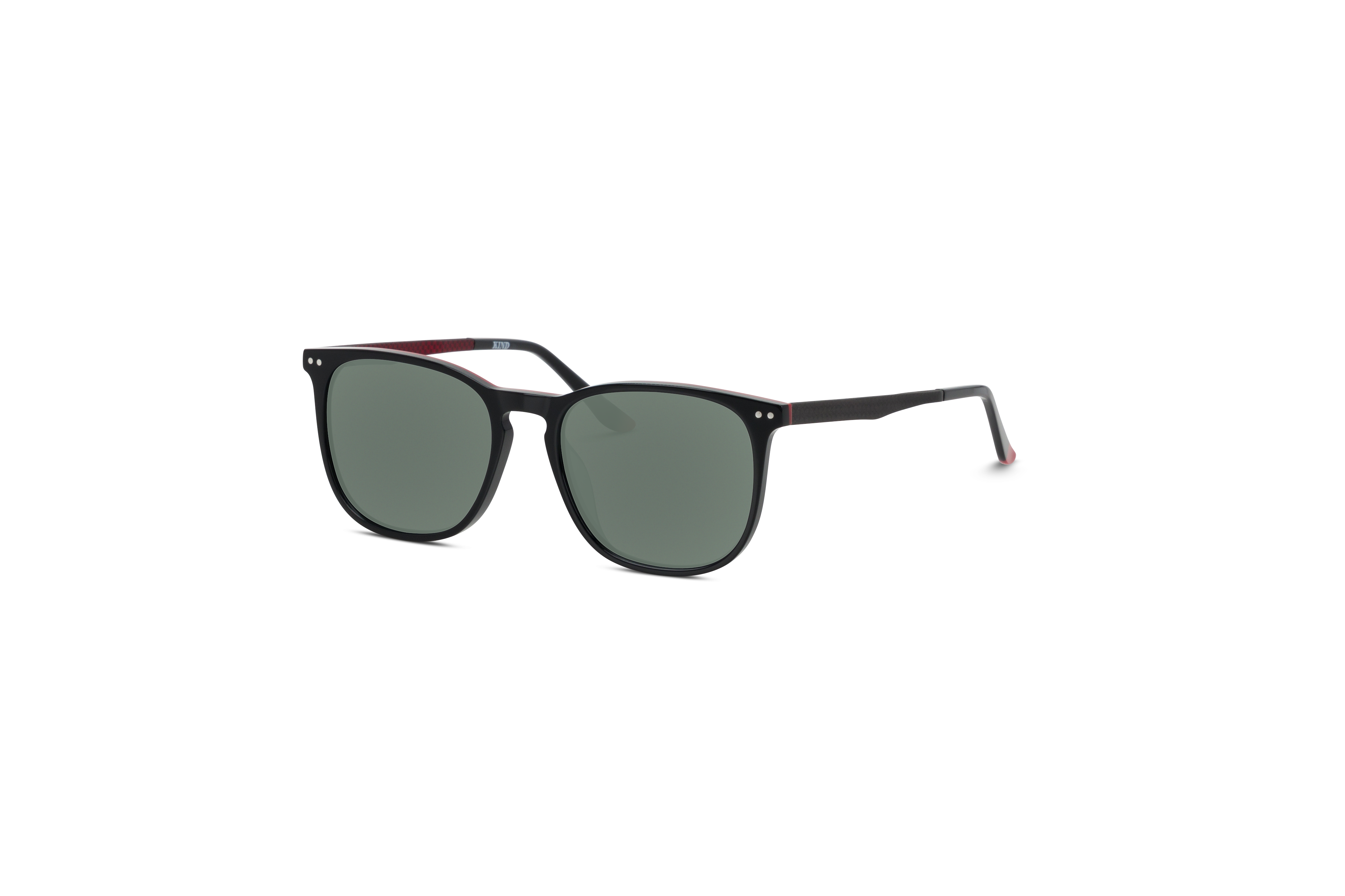 45° Ansicht der Sonnenbrille KIND No. 861 in Schwarz auf weißem Hintergrund.