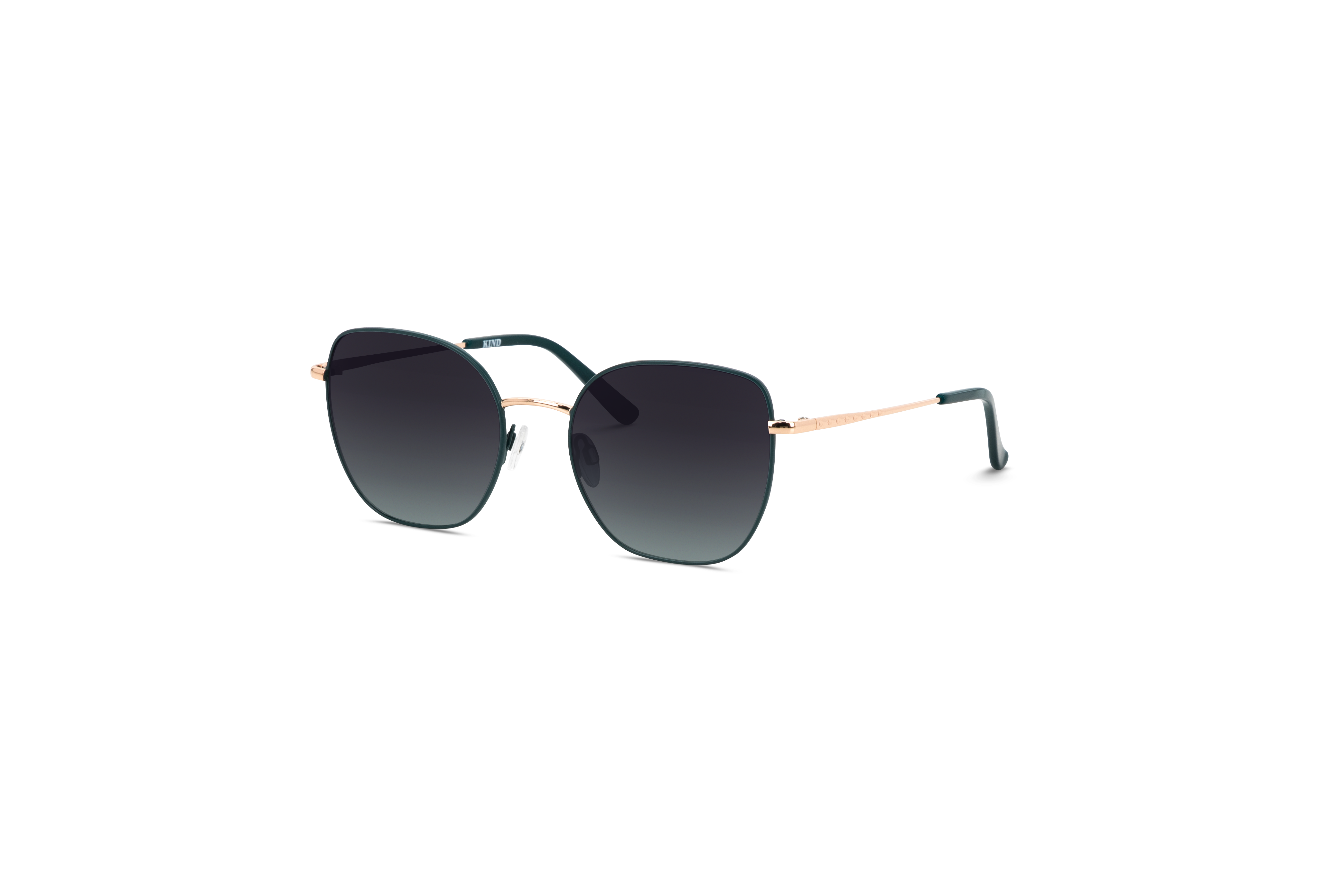 45° Ansicht der Sonnenbrille KIND 886 in Grün auf weißem Hintergrund.