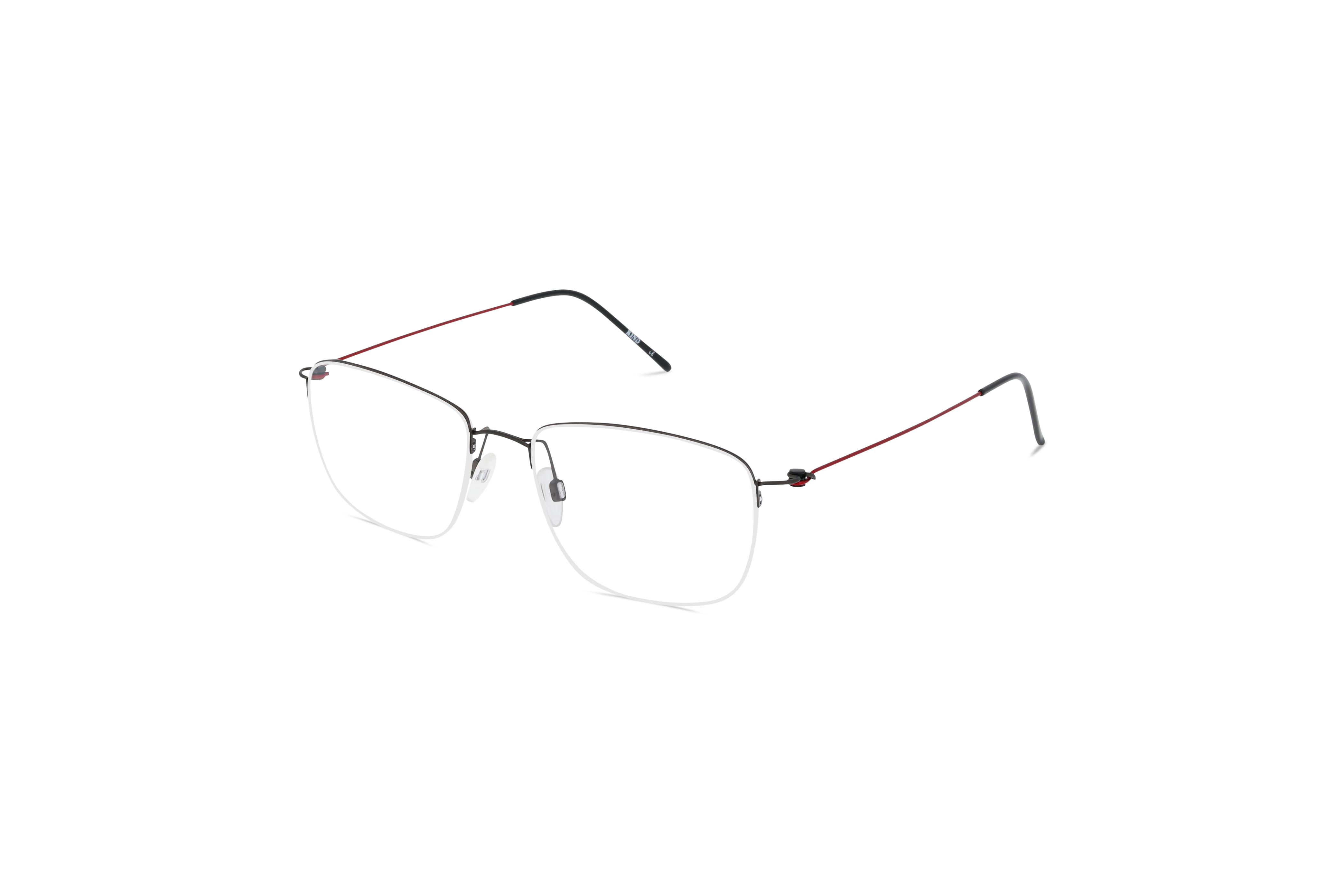 45° Ansicht der Brille KIND Kazuki in Schwarz auf weißem Hintergrund.