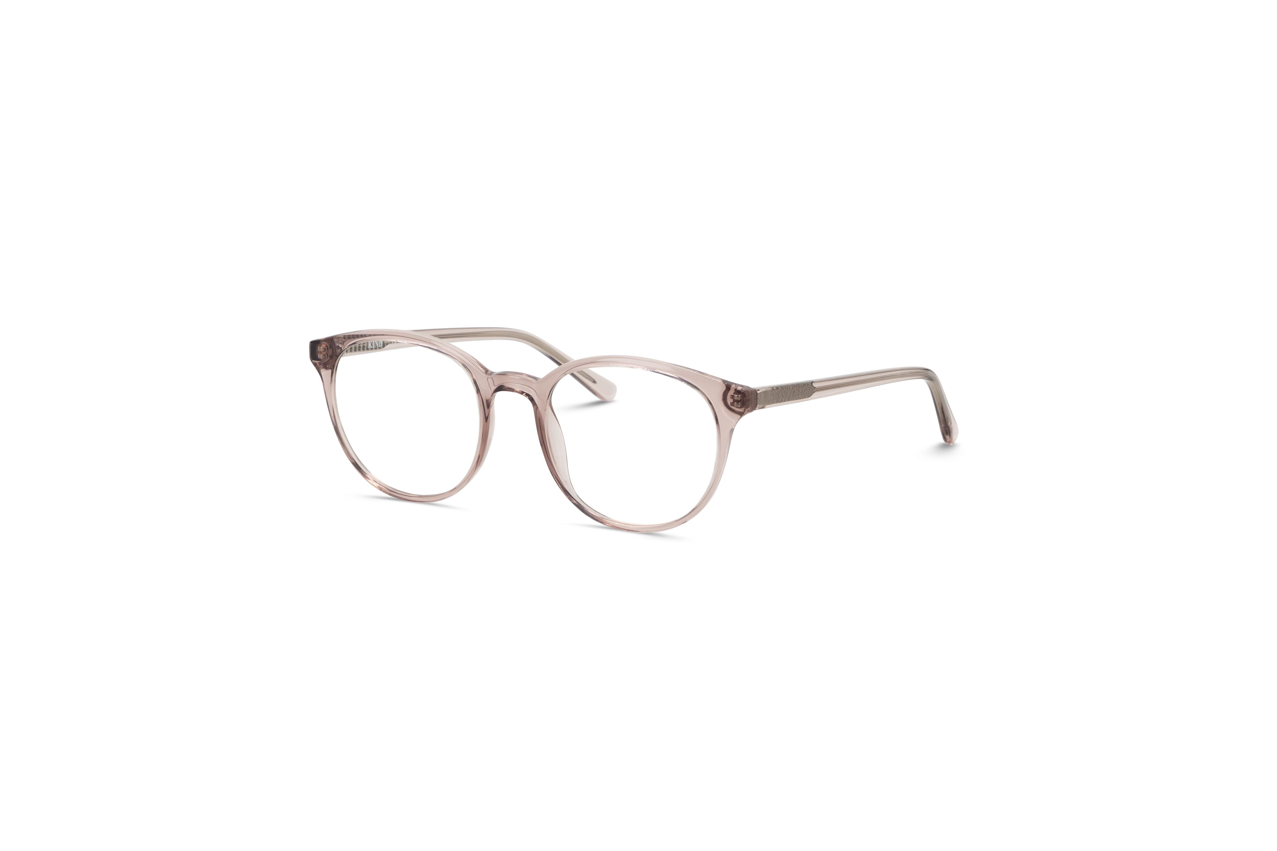 45° Ansicht der Brille KIND Mika in Pink auf weißem Hintergrund.