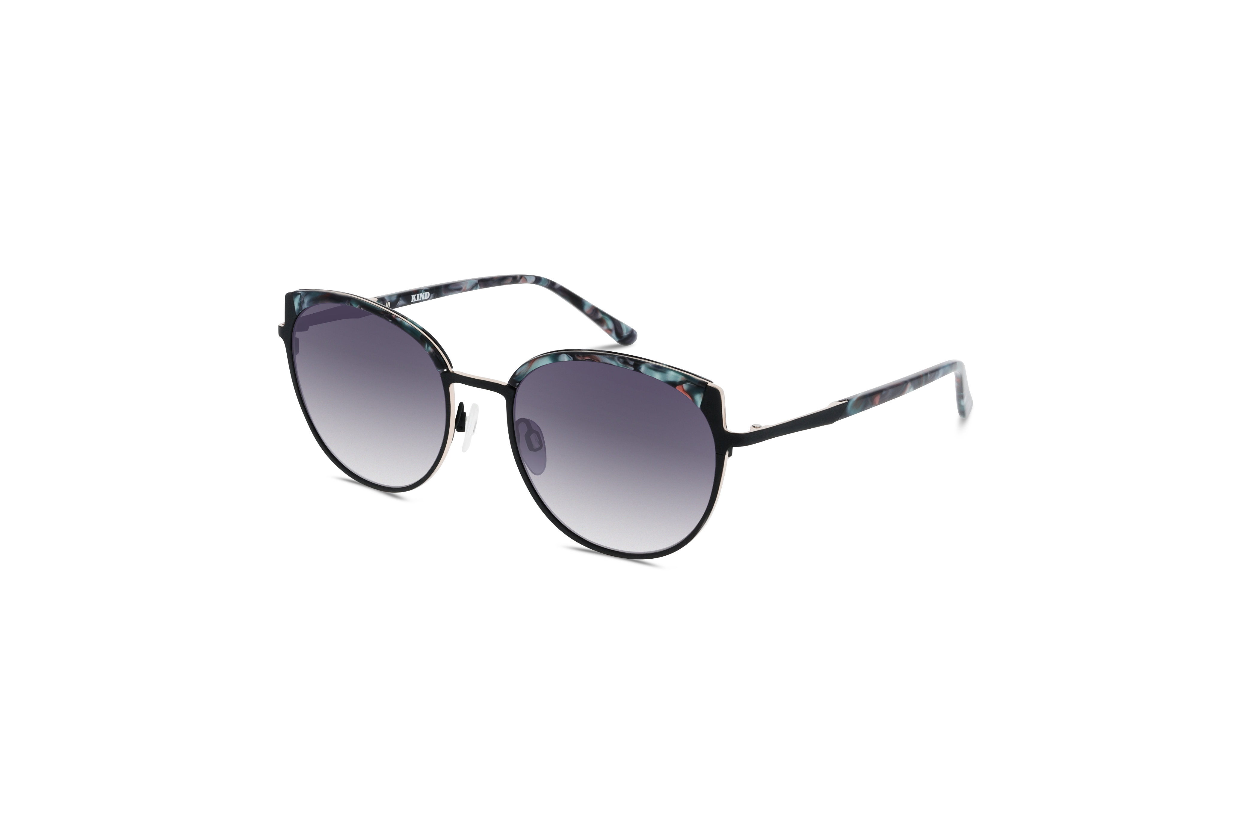 45° Ansicht der Sonnenbrille KIND 928 in Schwarz auf weißem Hintergrund.