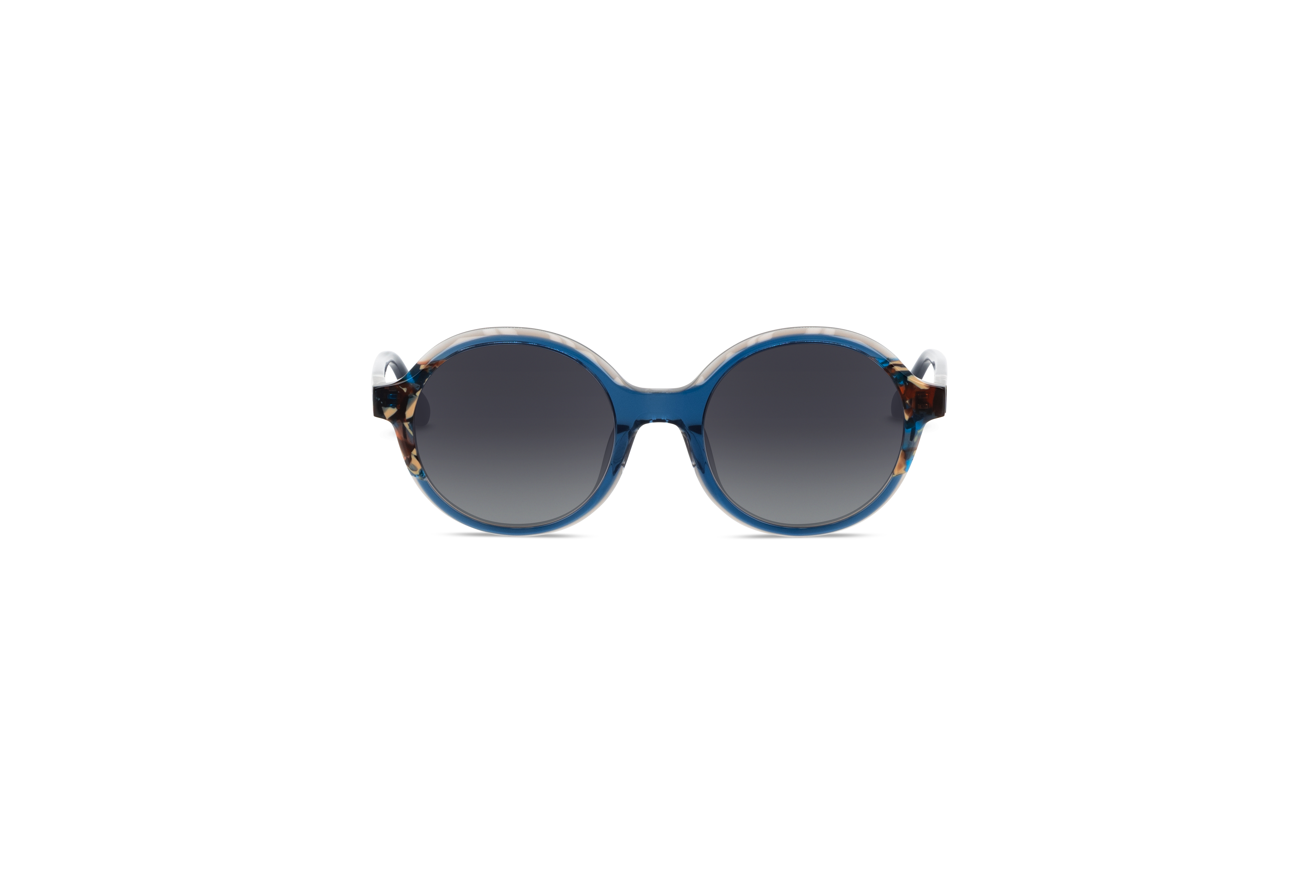 Die Sonnenbrille KIND 938 in Blau auf weißem Hintergrund in Frontalansicht.