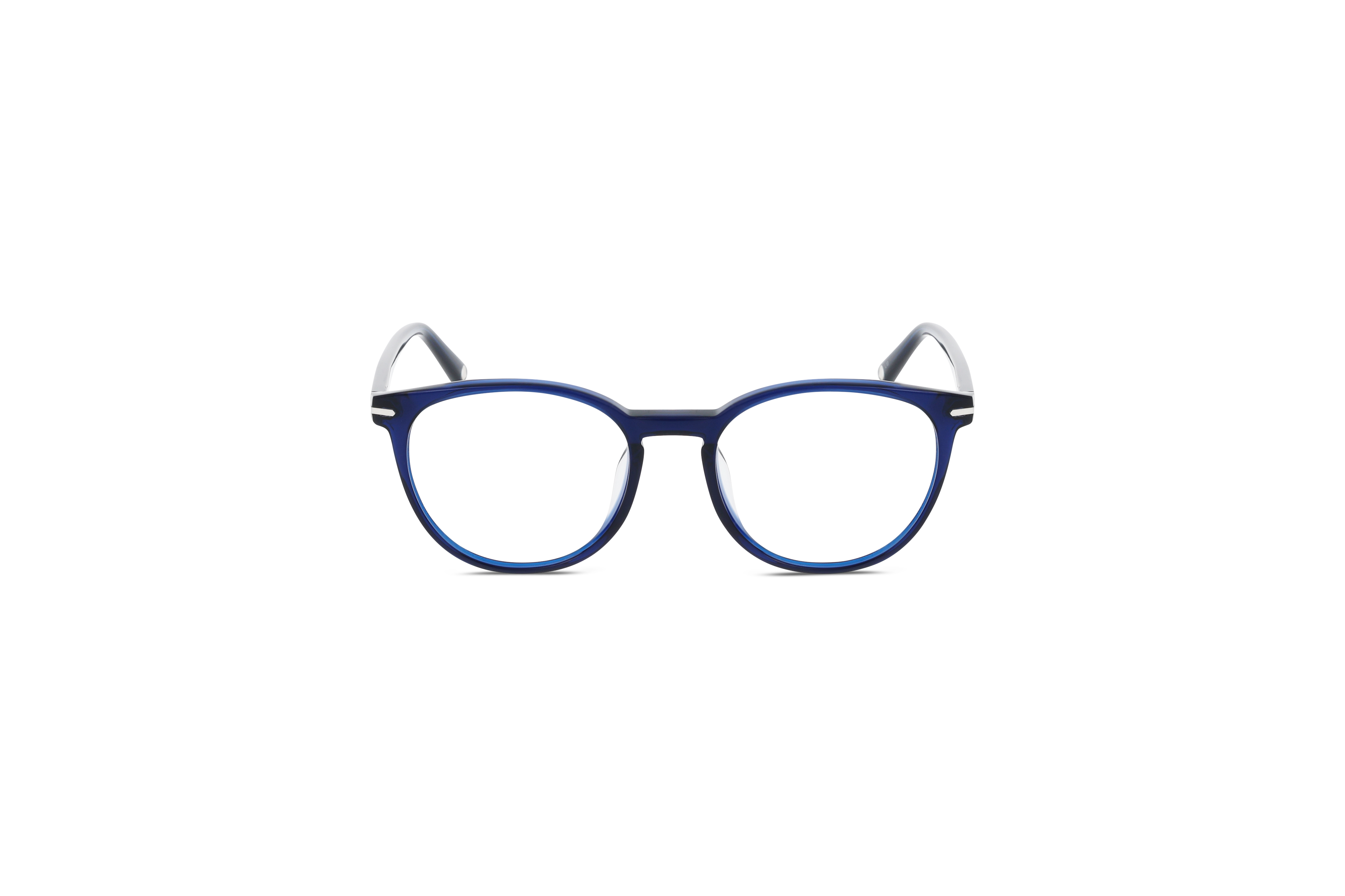 Die Brille KIND Durban in Blau auf weißem Hintergrund in Frontalansicht.