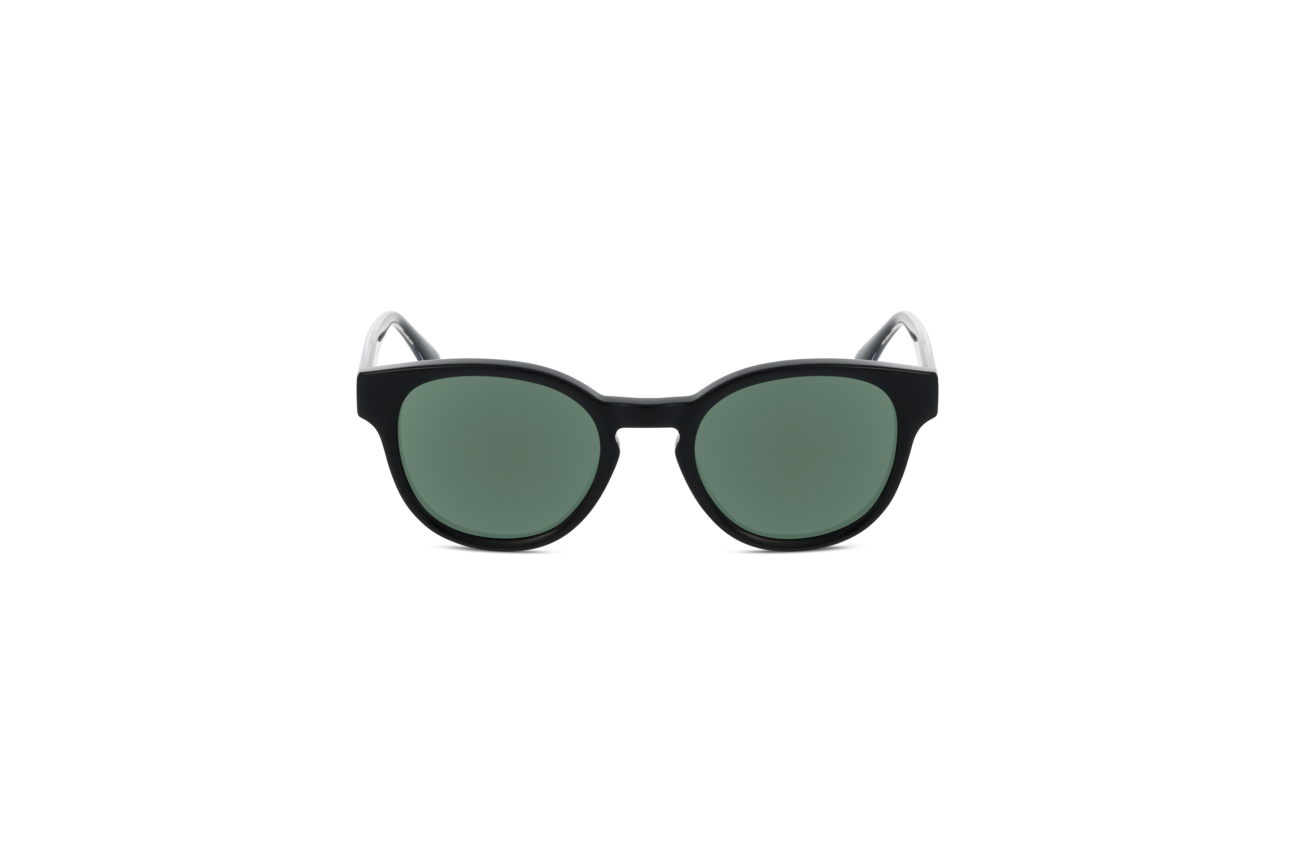 Die Sonnenbrille KIND 929 in Schwarz auf weißem Hintergrund in Frontalansicht.