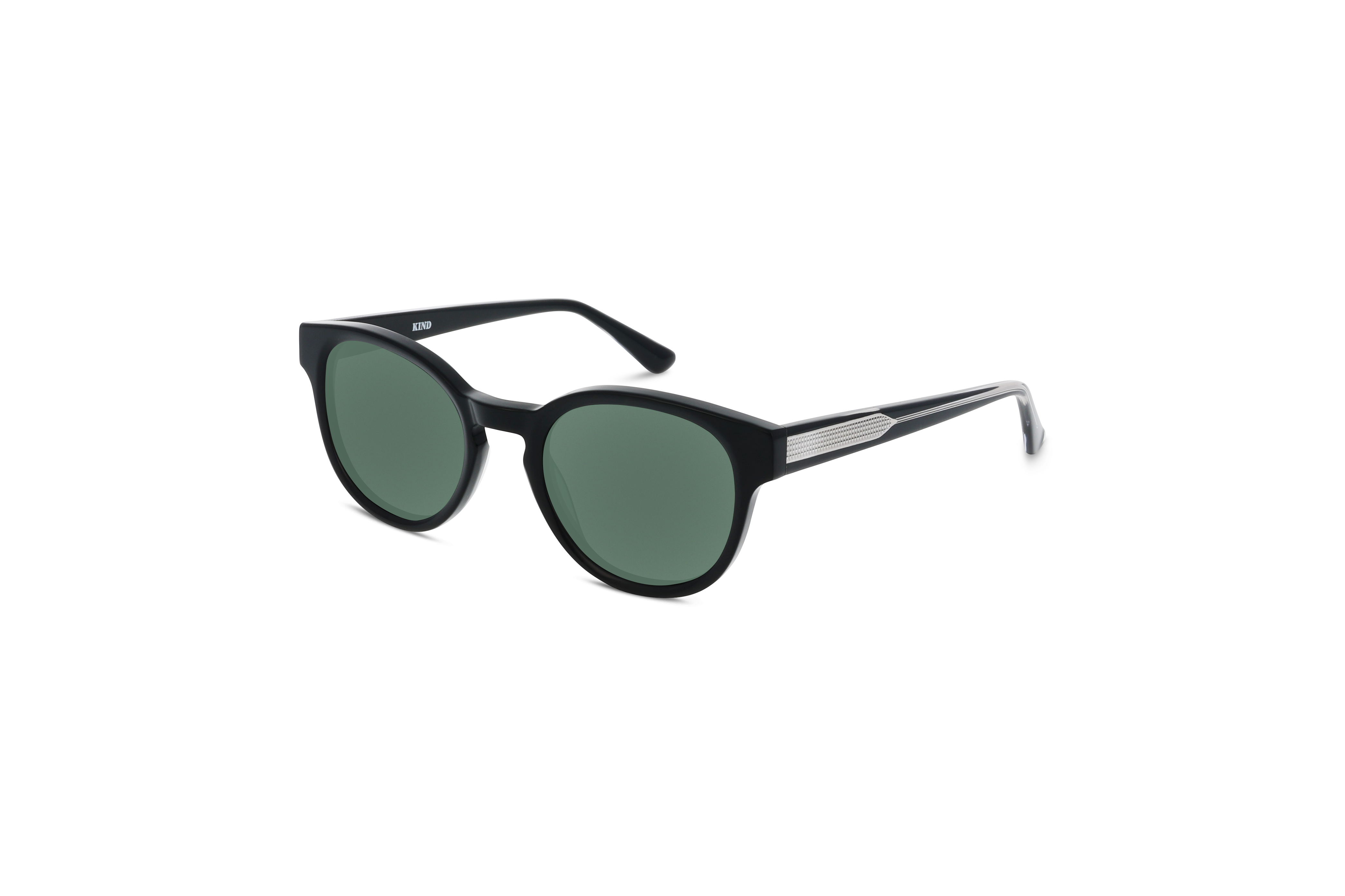 45° Ansicht der Sonnenbrille KIND 929 in Schwarz auf weißem Hintergrund.