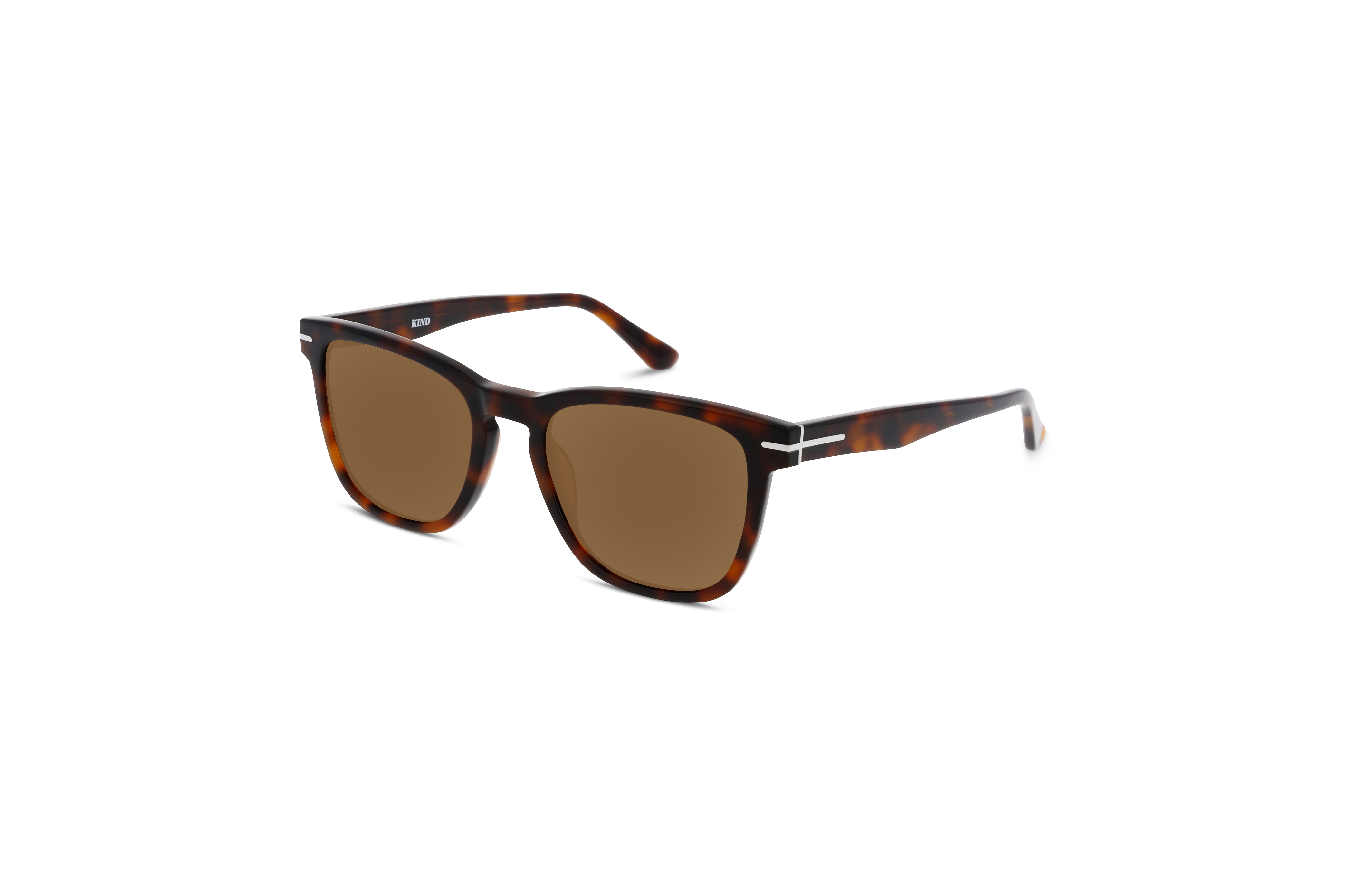 45° Ansicht der Sonnenbrille KIND 931 in Havanna auf weißem Hintergrund.