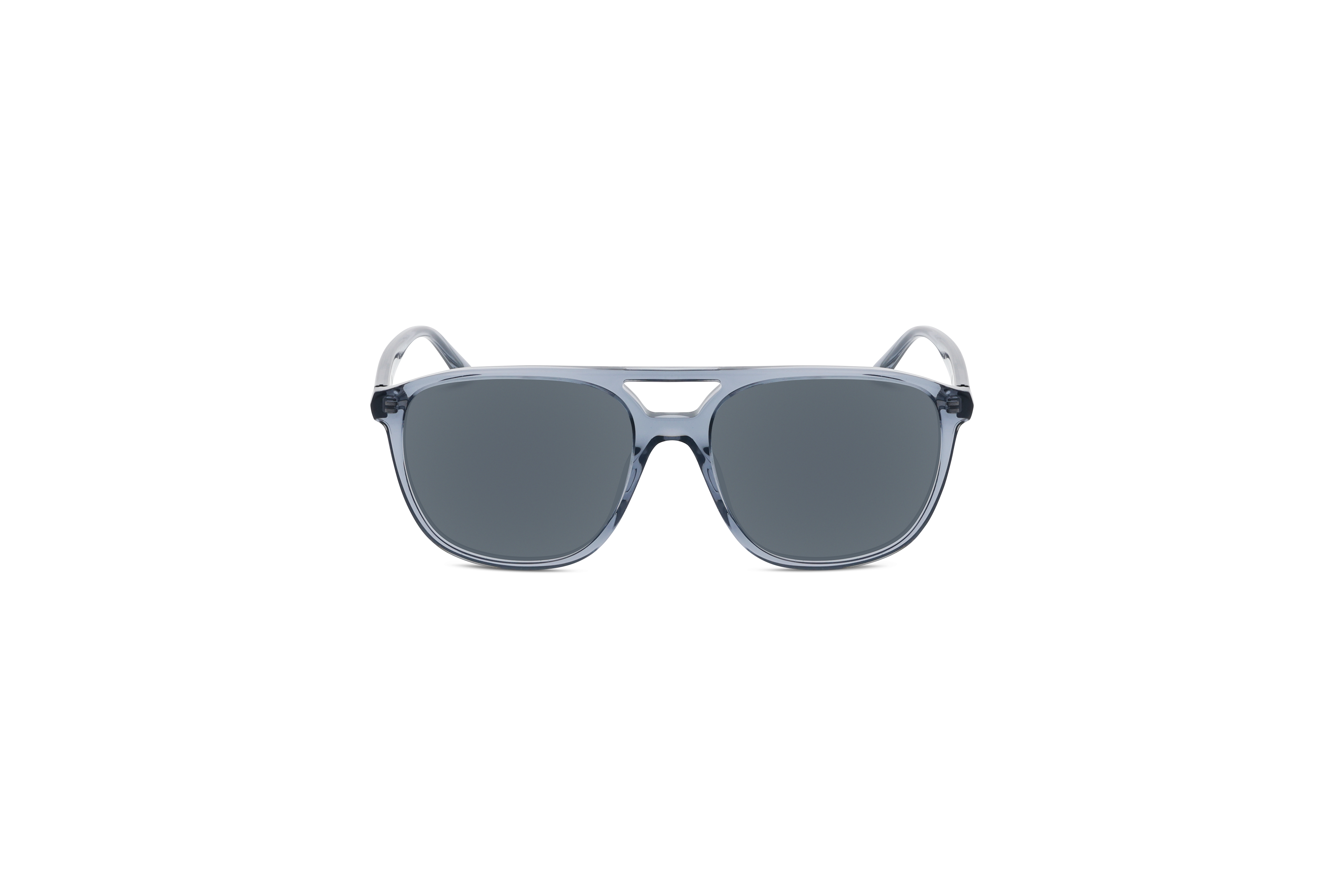 Die Sonnenbrille KIND 925 in Grau auf weißem Hintergrund in Frontalansicht.