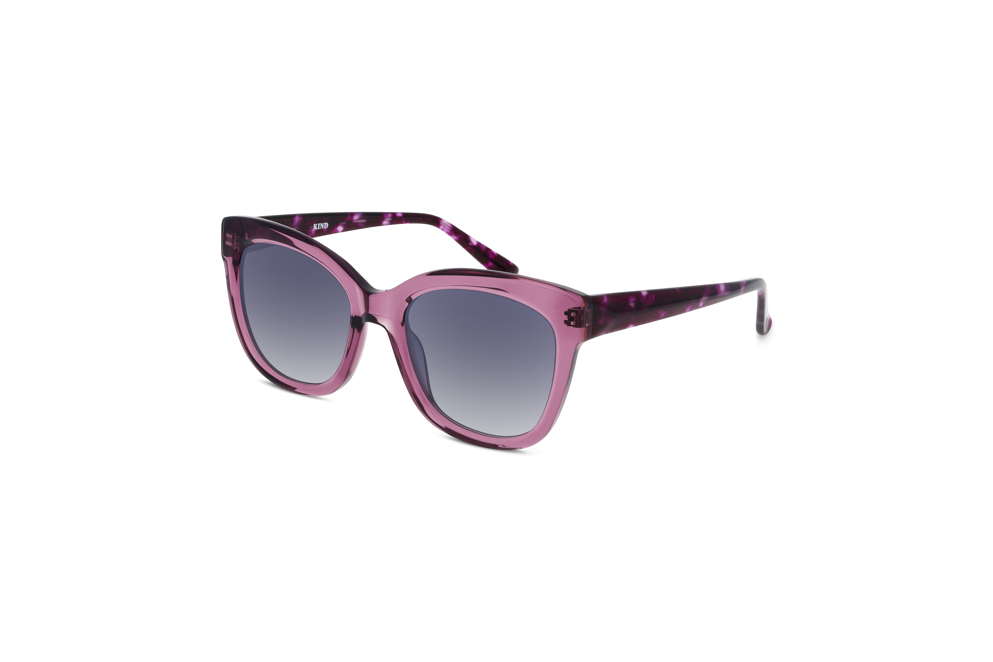 45° Ansicht der Sonnenbrille KIND 940 in Violett auf weißem Hintergrund.