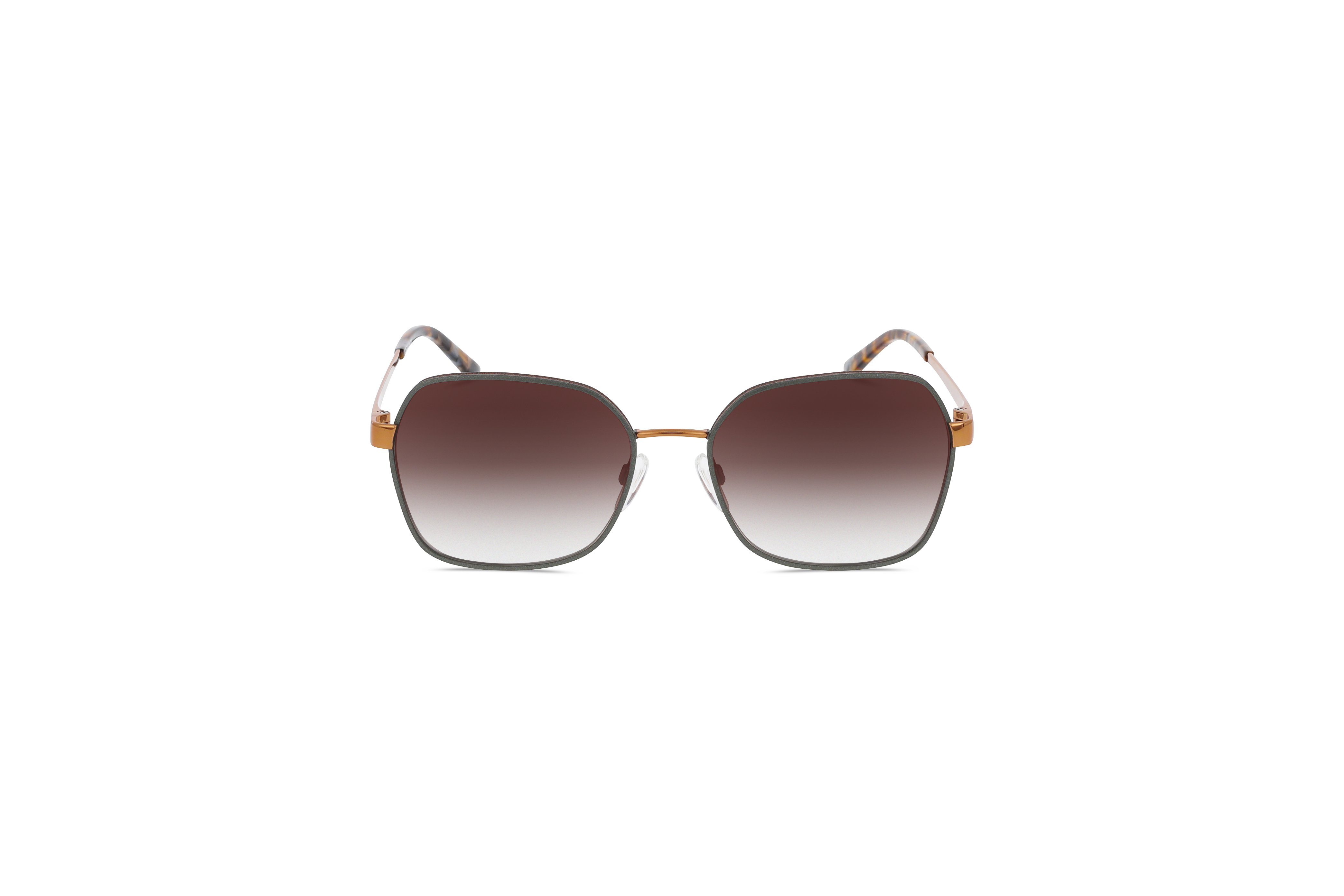 Die Sonnenbrille KIND 978 in Grau auf weißem Hintergrund in Frontalansicht.