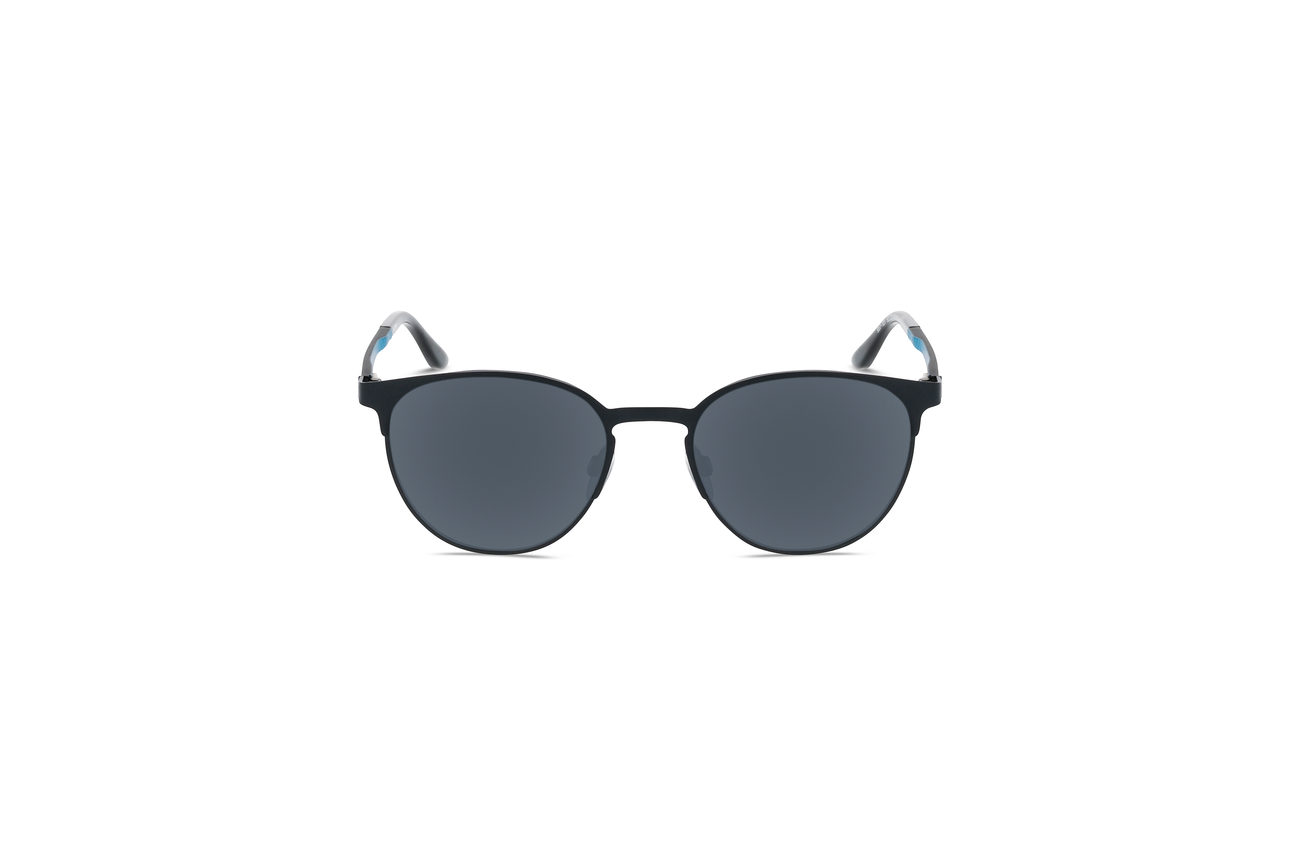 Die Sonnenbrille KIND 957 in Schwarz auf weißem Hintergrund in Frontalansicht.