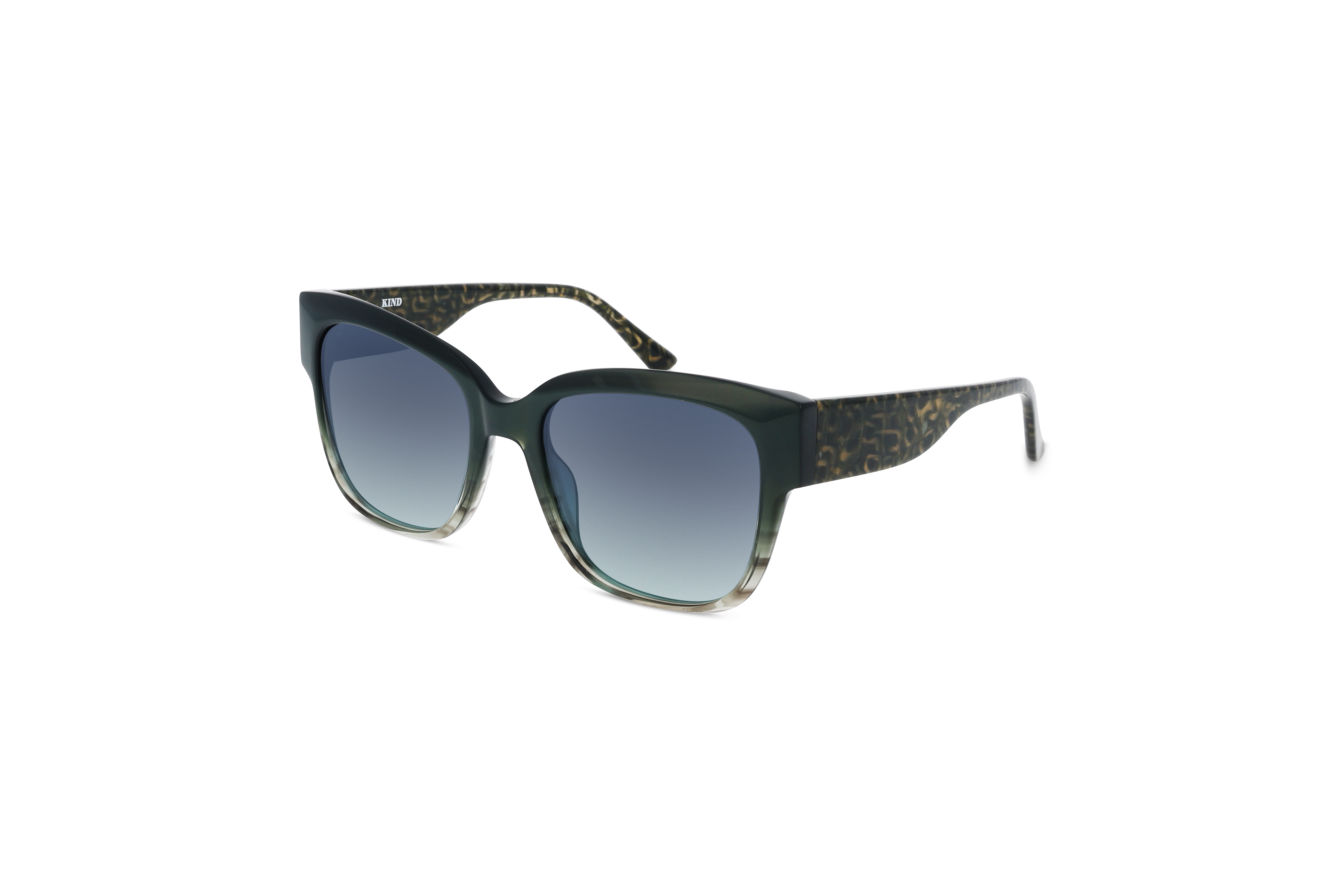 45° Ansicht der Sonnenbrille KIND 992 in Grün auf weißem Hintergrund.