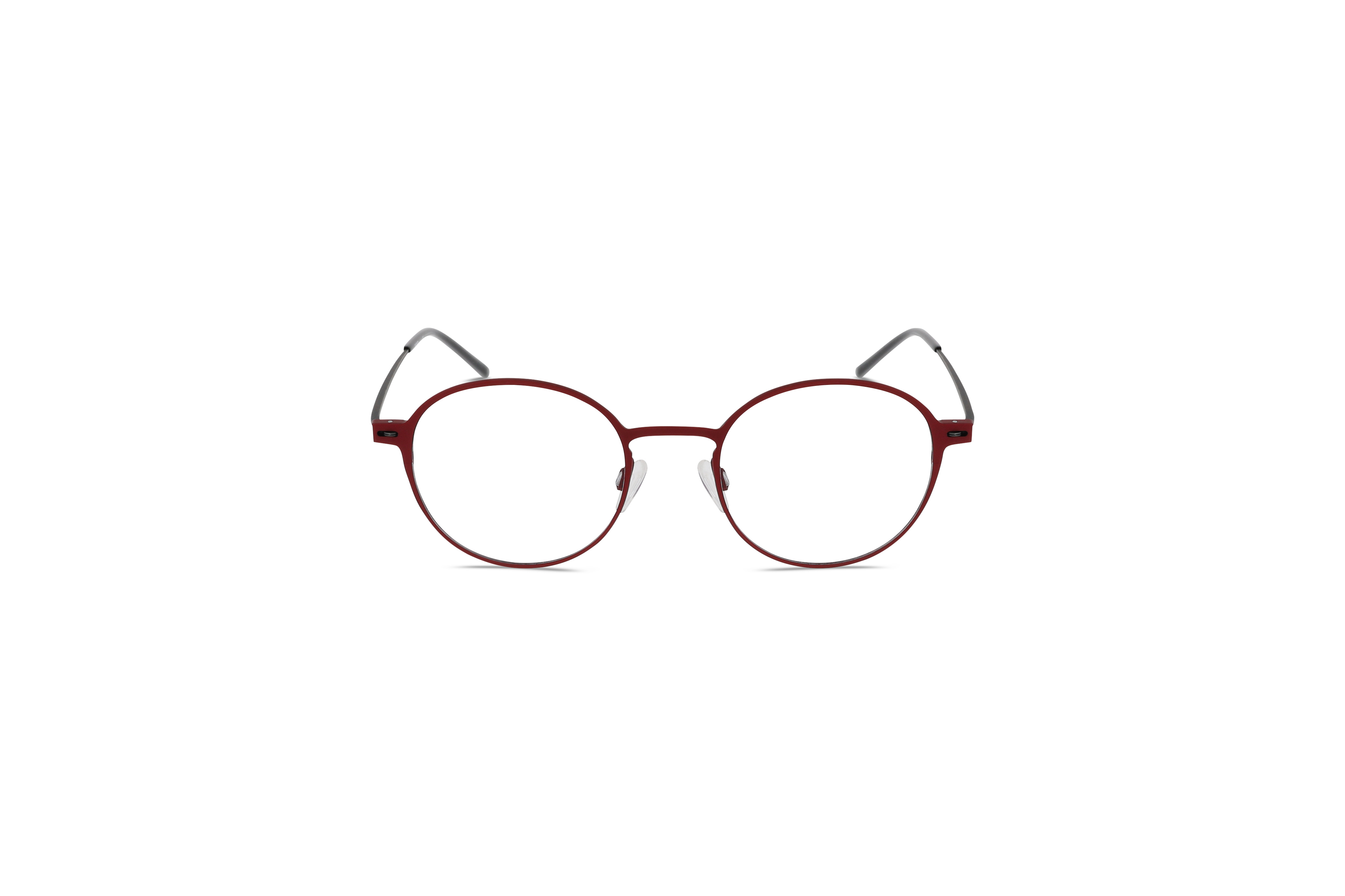 Die Brille KIND 47149024 V25 in Rot auf weißem Hintergrund in Frontalansicht.