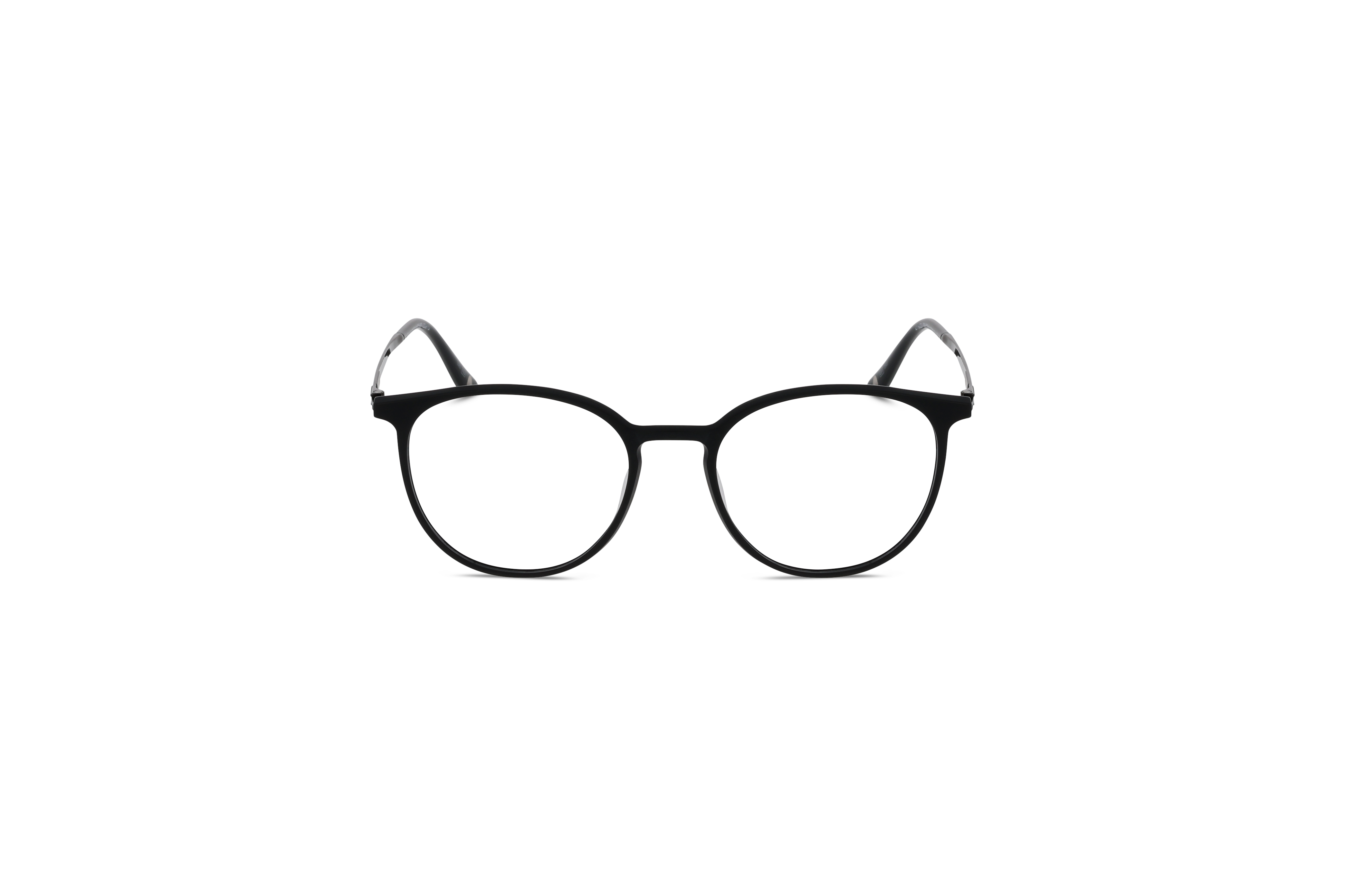 Die Brille KIND 4716427 V25 in Schwarz auf weißem Hintergrund in Frontalansicht.