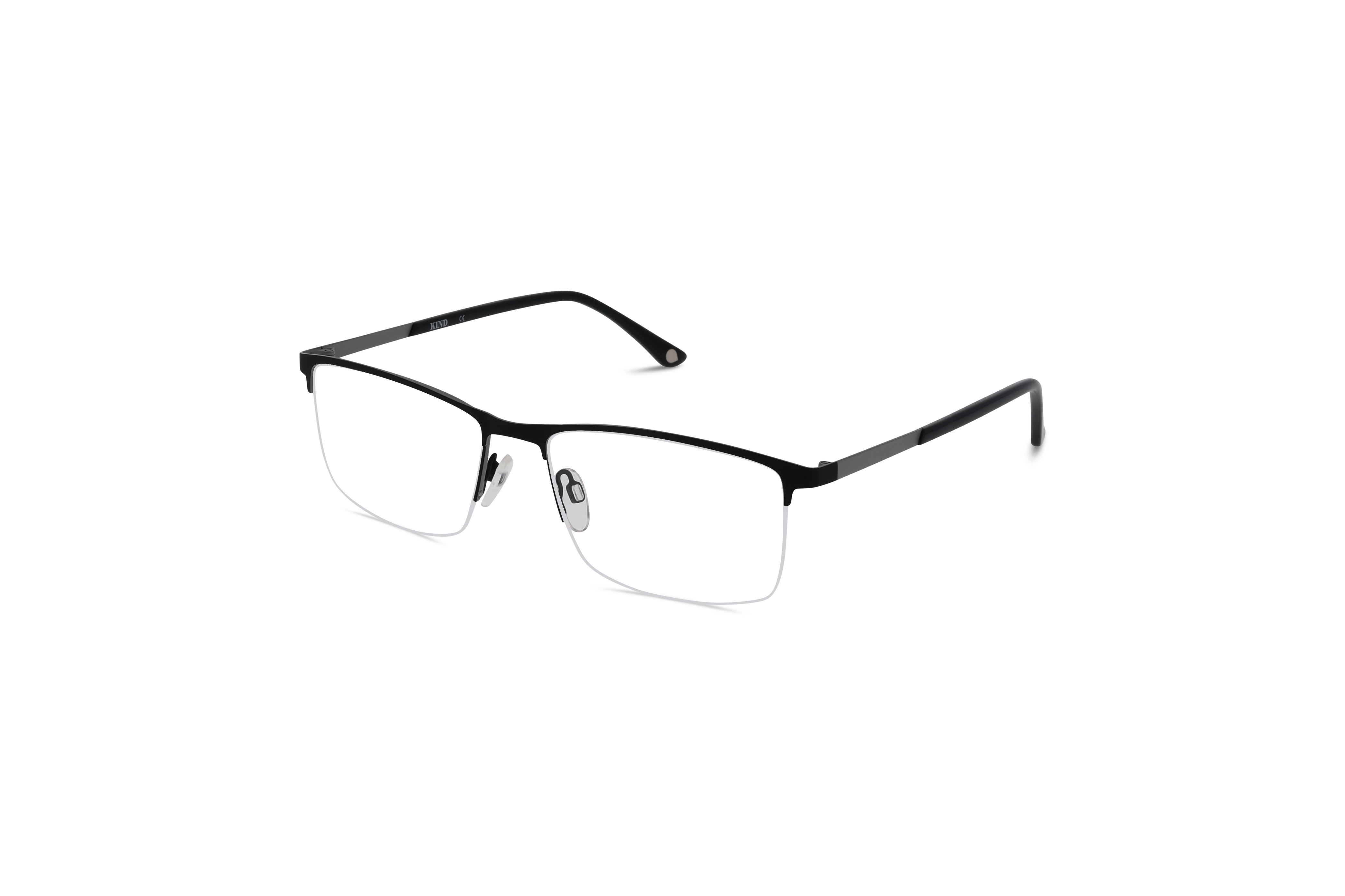 45° Ansicht der Brille KIND 4712457 V25 in Schwarz auf weißem Hintergrund.