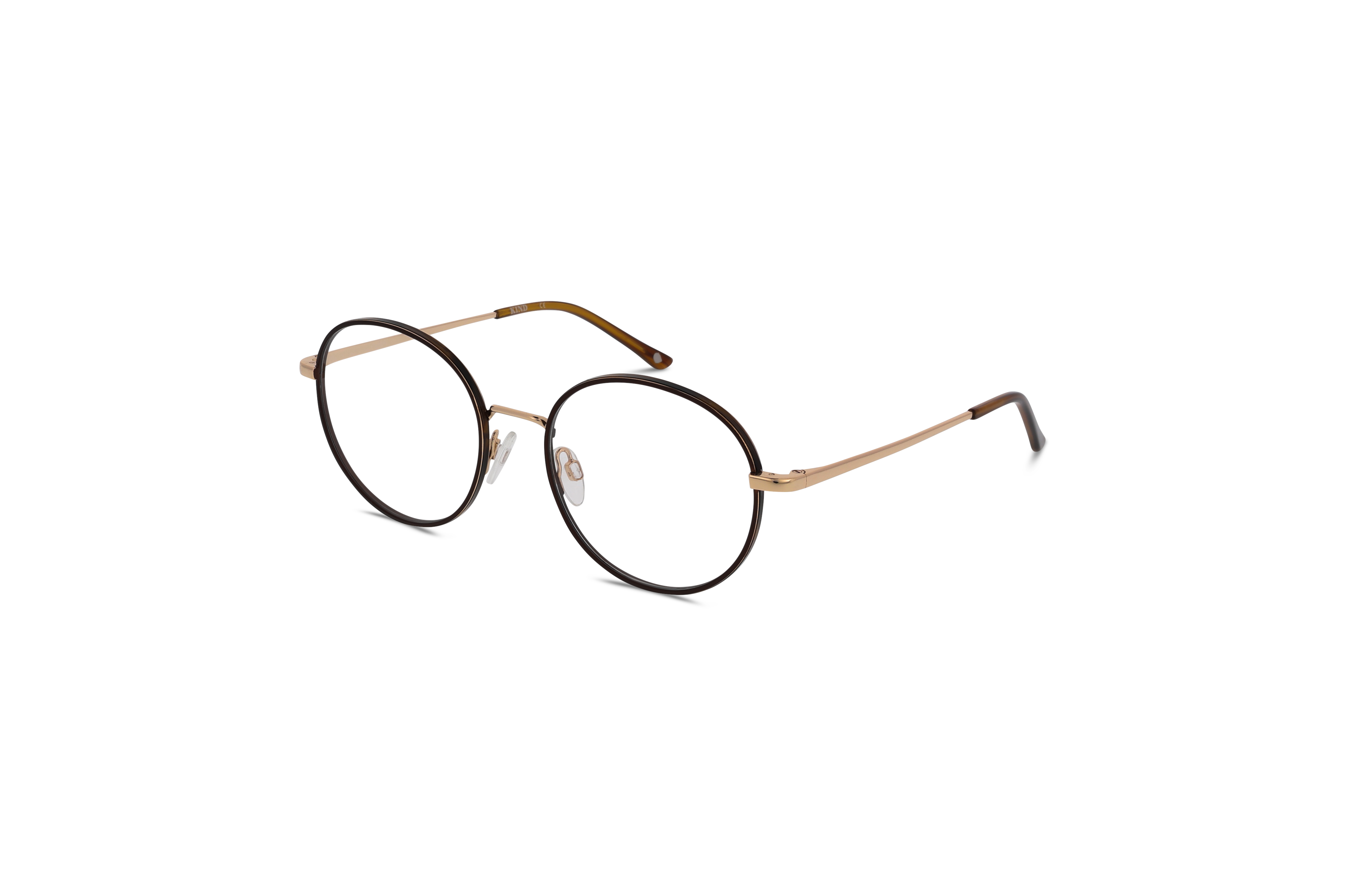 45° Ansicht der Brille KIND 4713034 V25 in Braun auf weißem Hintergrund.