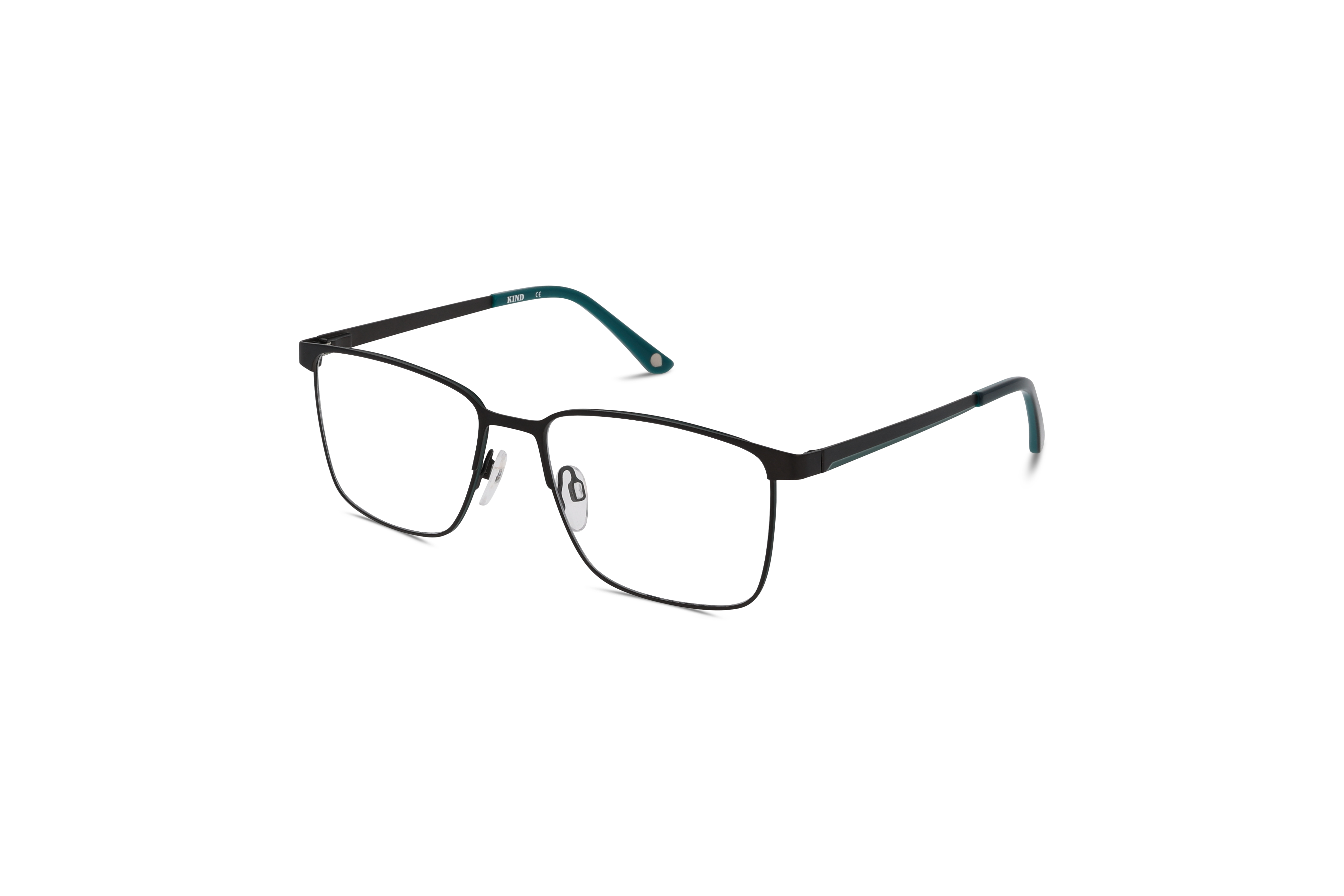 45° Ansicht der Brille KIND 4712537 V25 in Schwarz auf weißem Hintergrund.