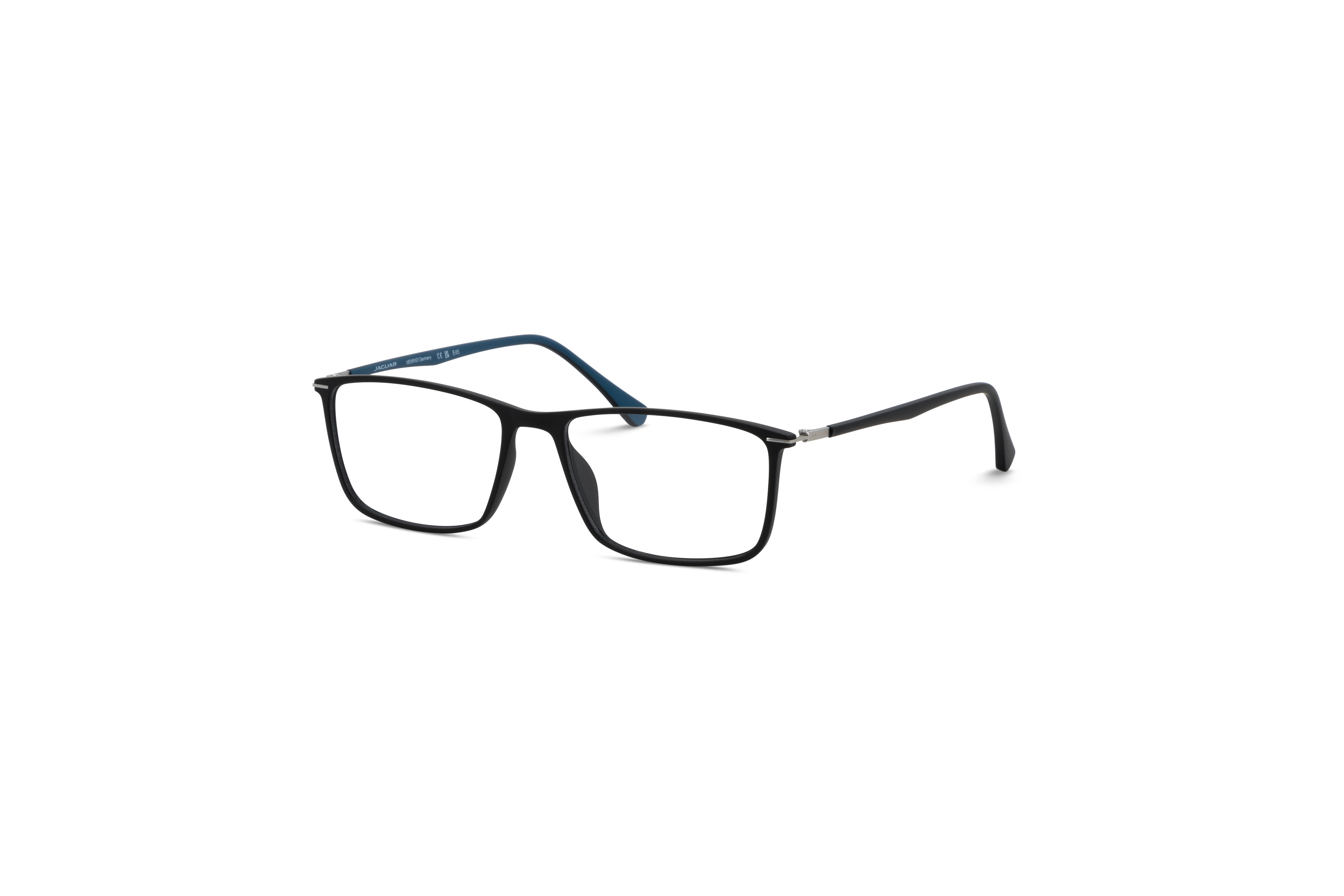 45° Ansicht der Brille Jaguar 36807 in Schwarz auf weißem Hintergrund.