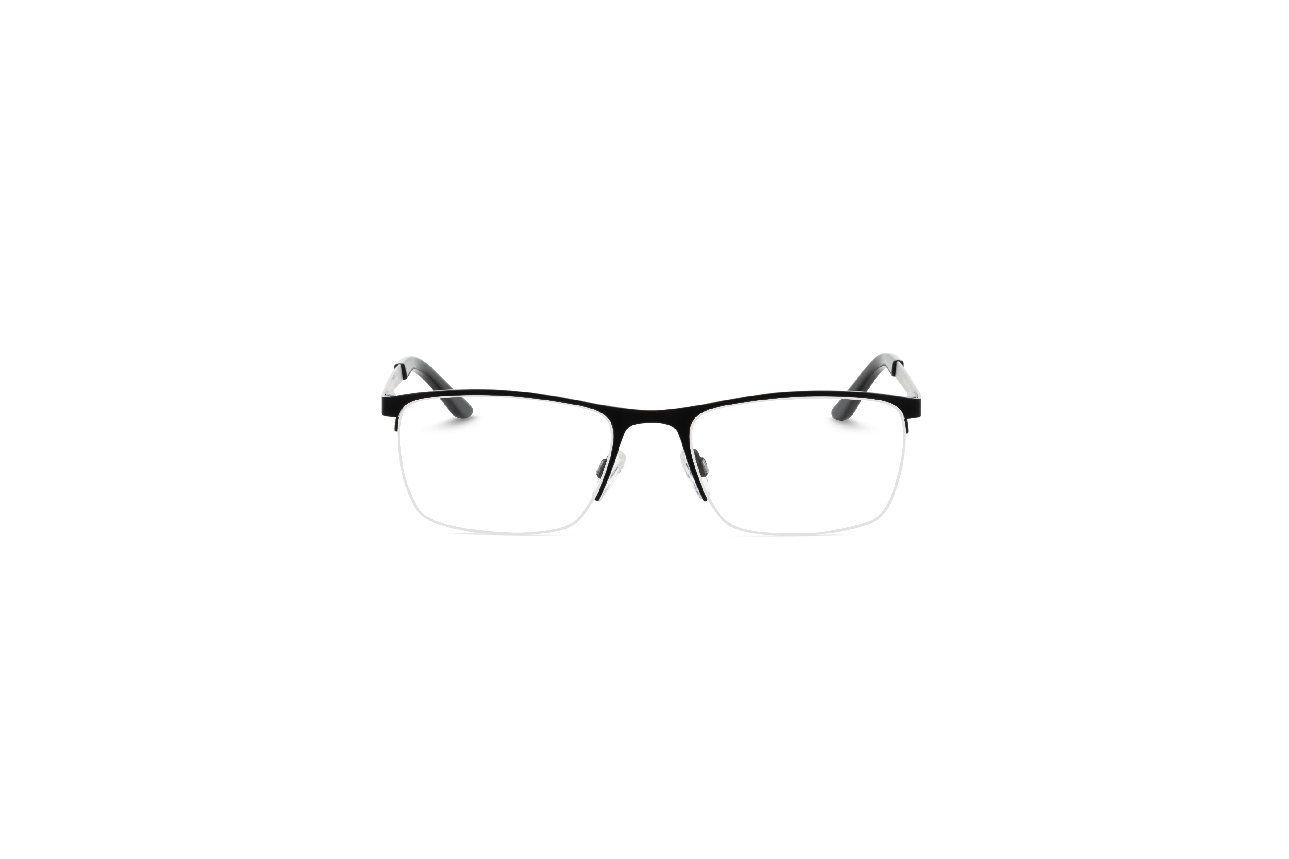 Die Brille Jaguar 33599 in Schwarz auf weißem Hintergrund in Frontalansicht.