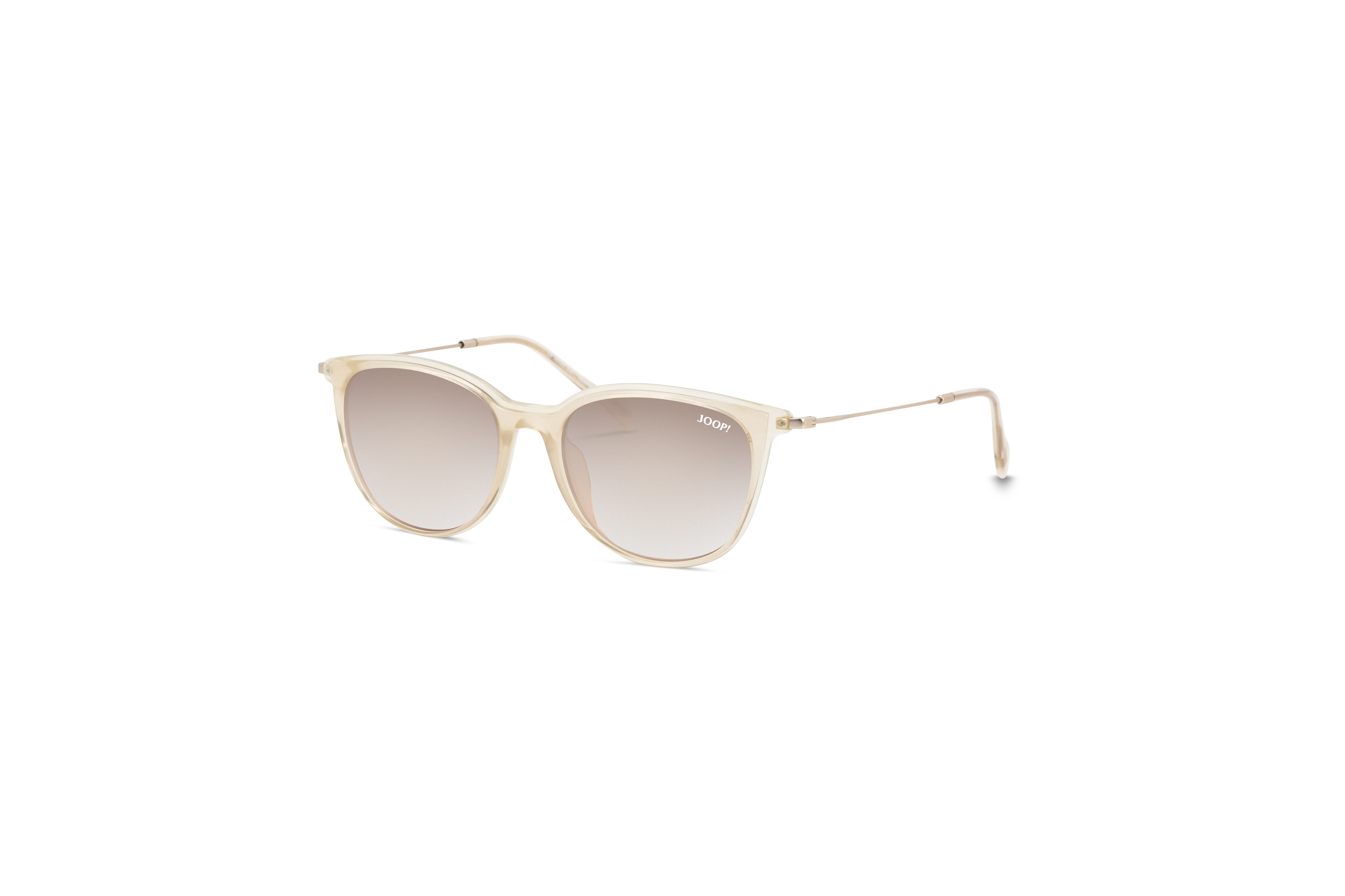 45° Ansicht der Sonnenbrille JOOP! 87244 in Beige auf weißem Hintergrund.