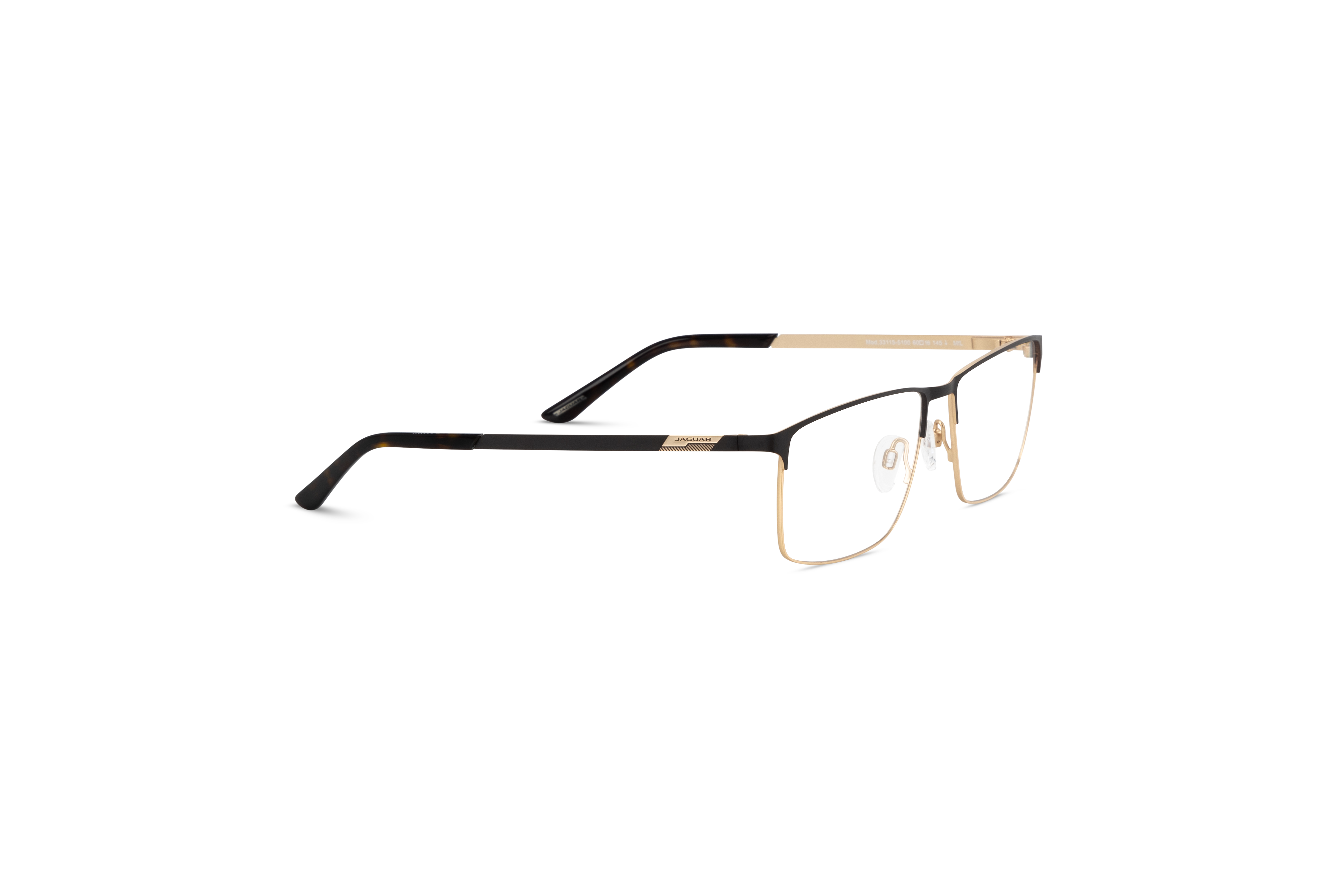 Die Brille Jaguar 33115 in Schwarz mit Seitenansicht.