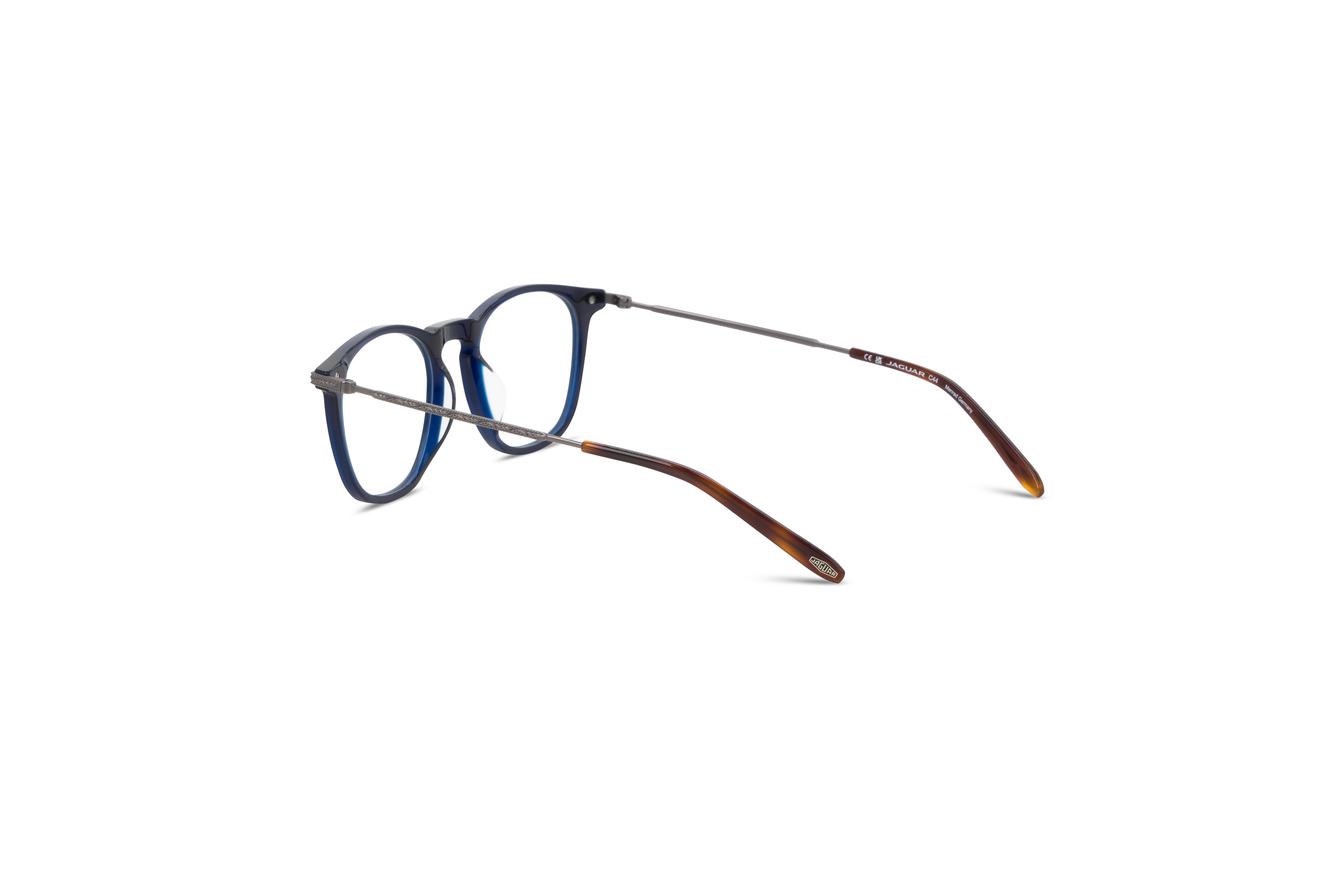 Die Brille Jaguar 32707 in Blau mit Innenansicht.