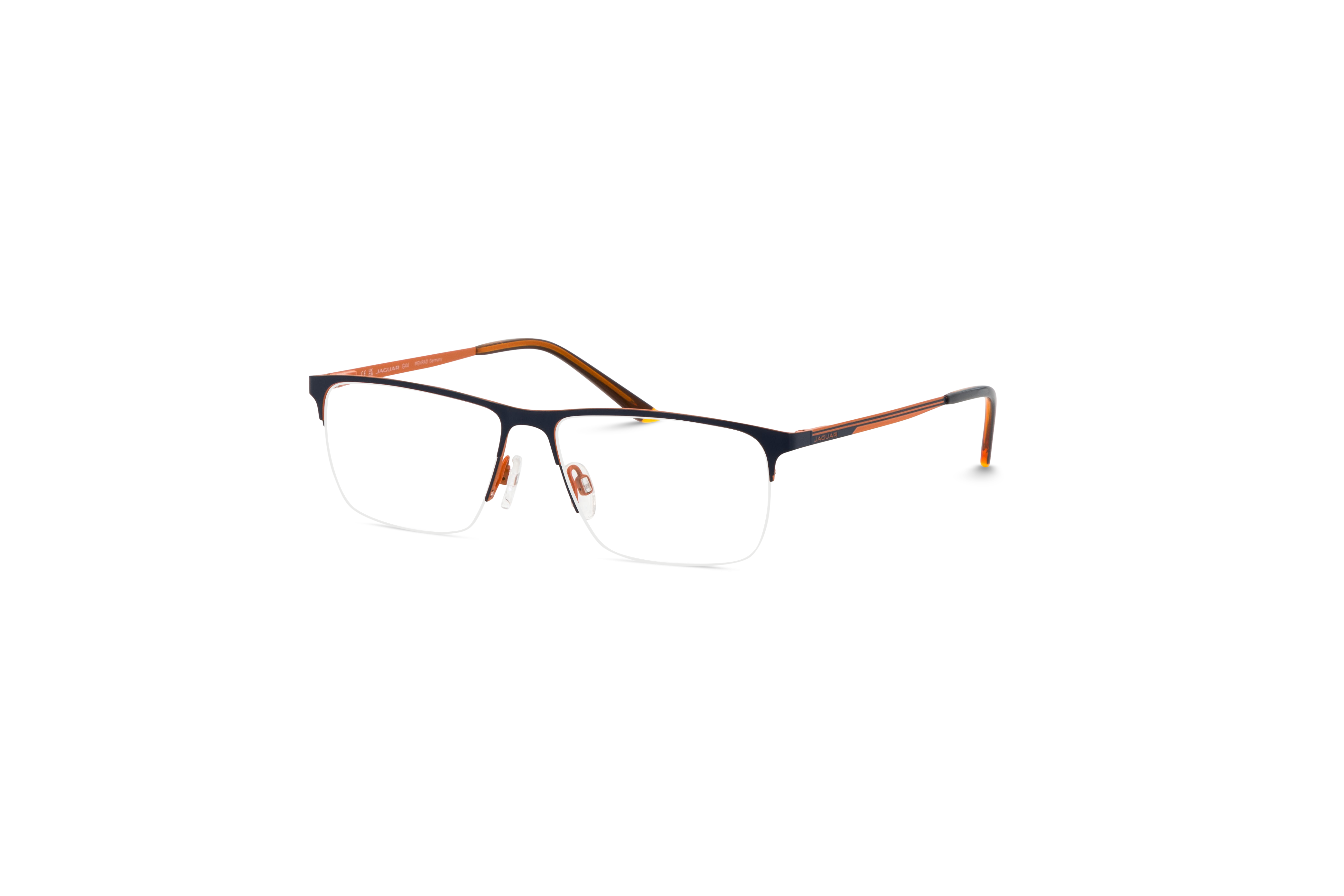45° Ansicht der Brille Jaguar Jaguar 33619 in Schwarz auf weißem Hintergrund.
