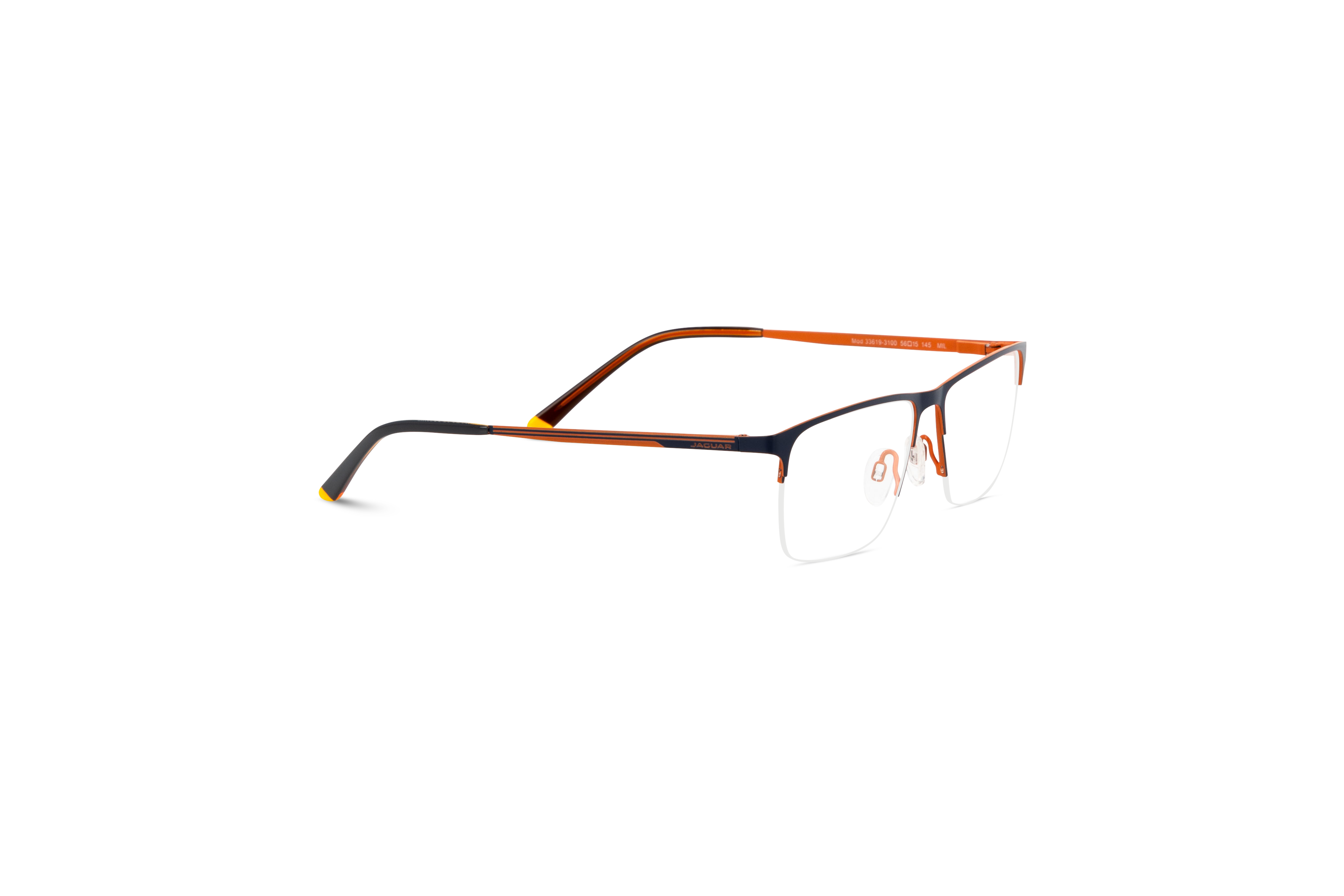 Die Brille Jaguar 33619 in Schwarz mit Seitenansicht.