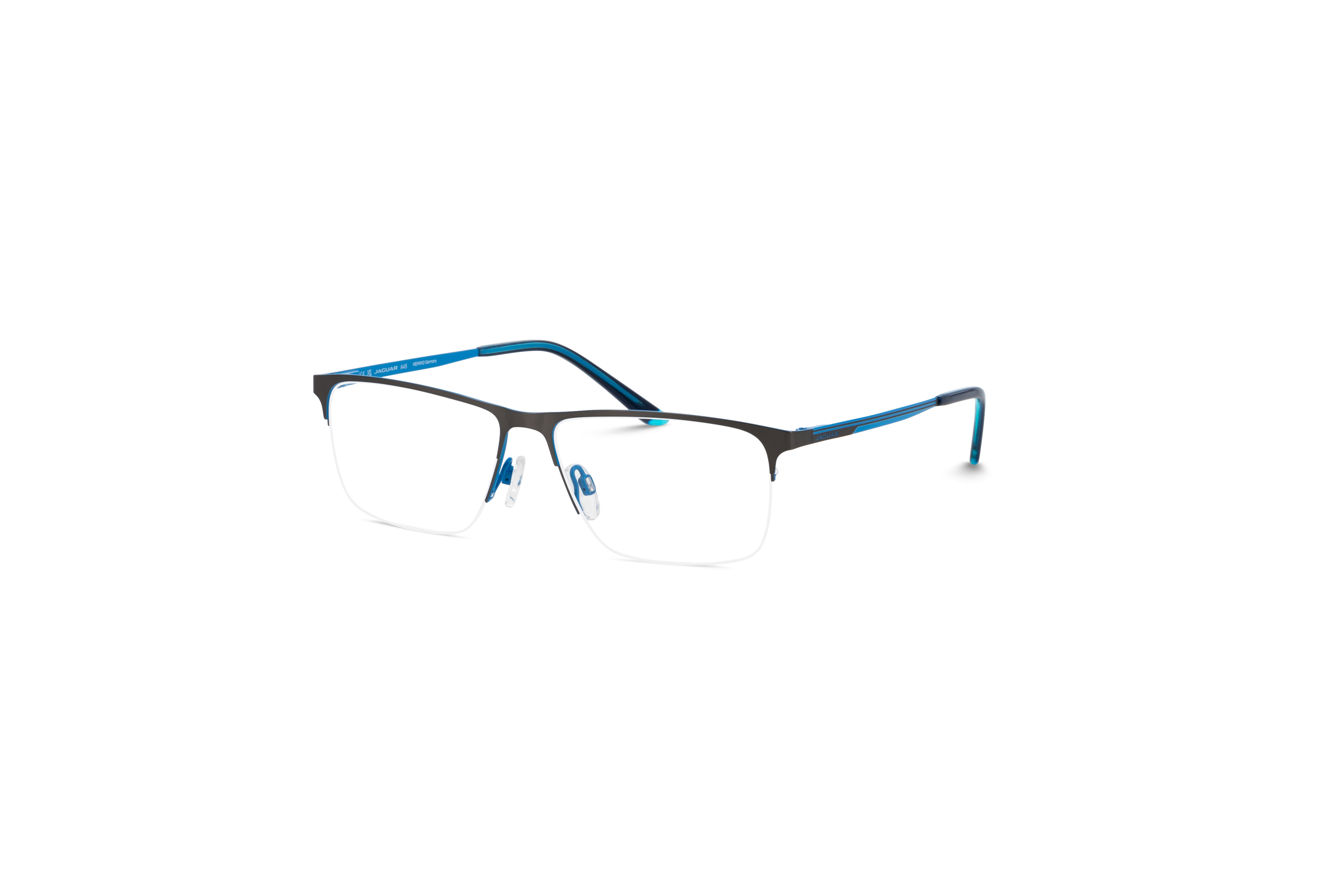45° Ansicht der Brille Jaguar Jaguar 33619 in Grau auf weißem Hintergrund.