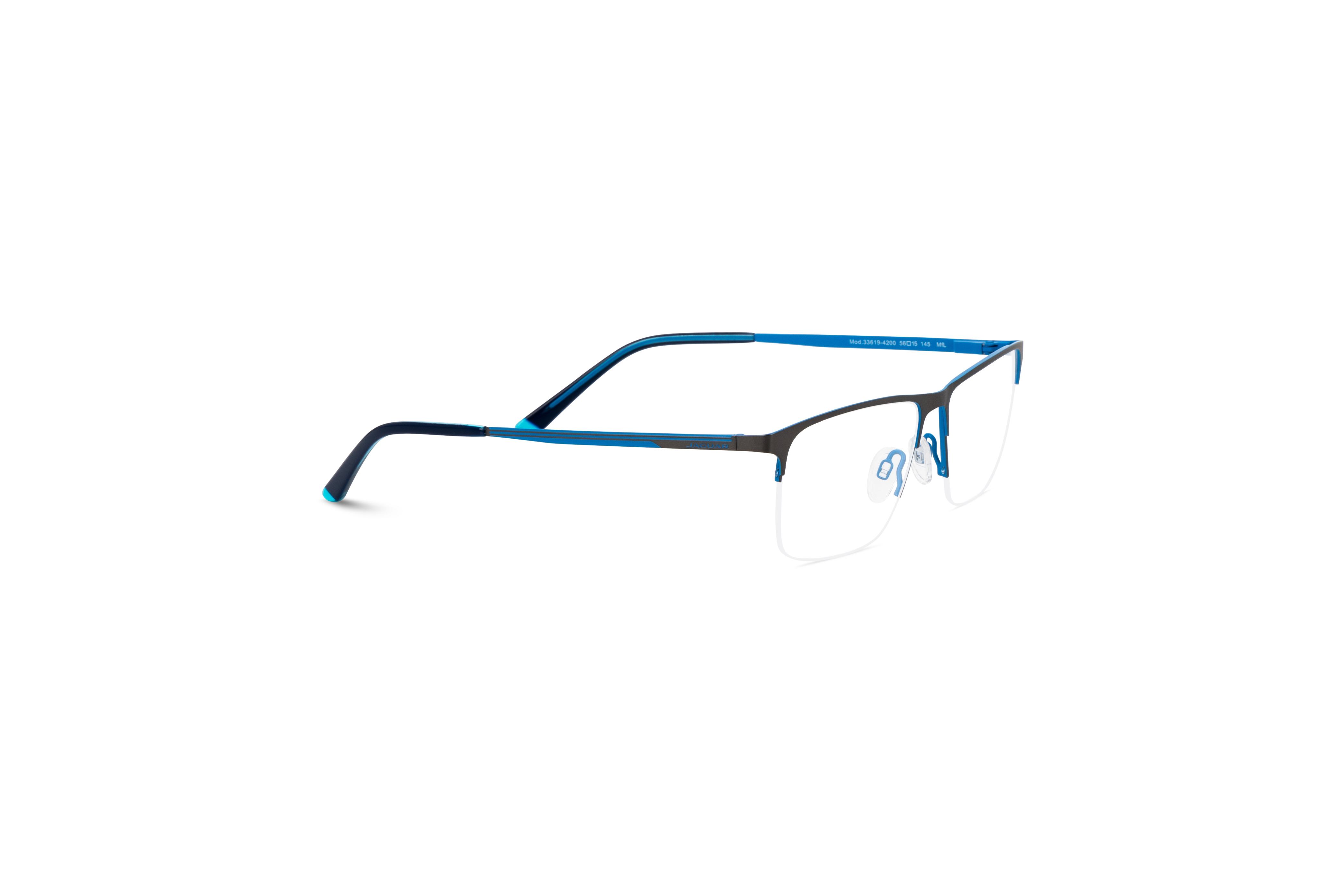 Die Brille Jaguar Jaguar 33619 in Grau mit Seitenansicht.