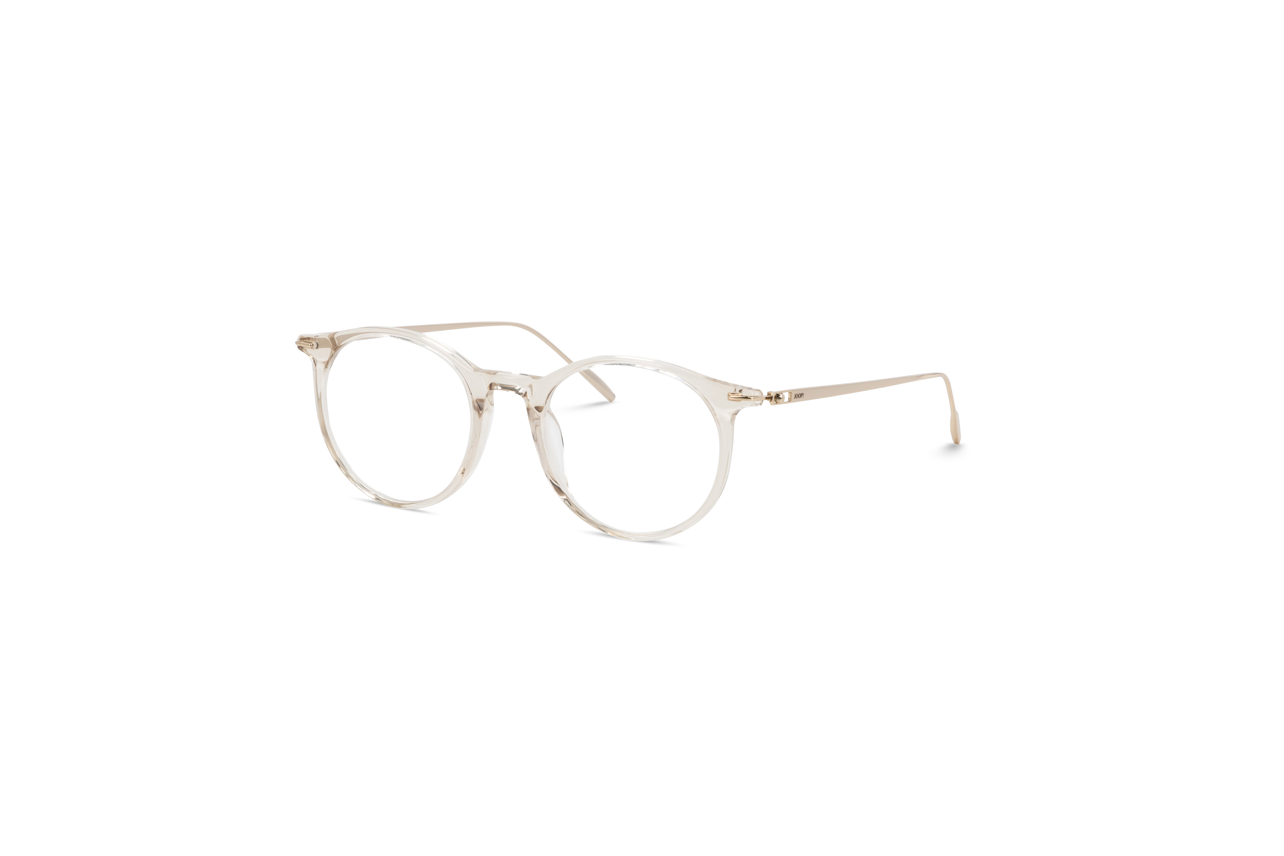 45° Ansicht der Brille JOOP! 82099 in Transparent auf weißem Hintergrund.