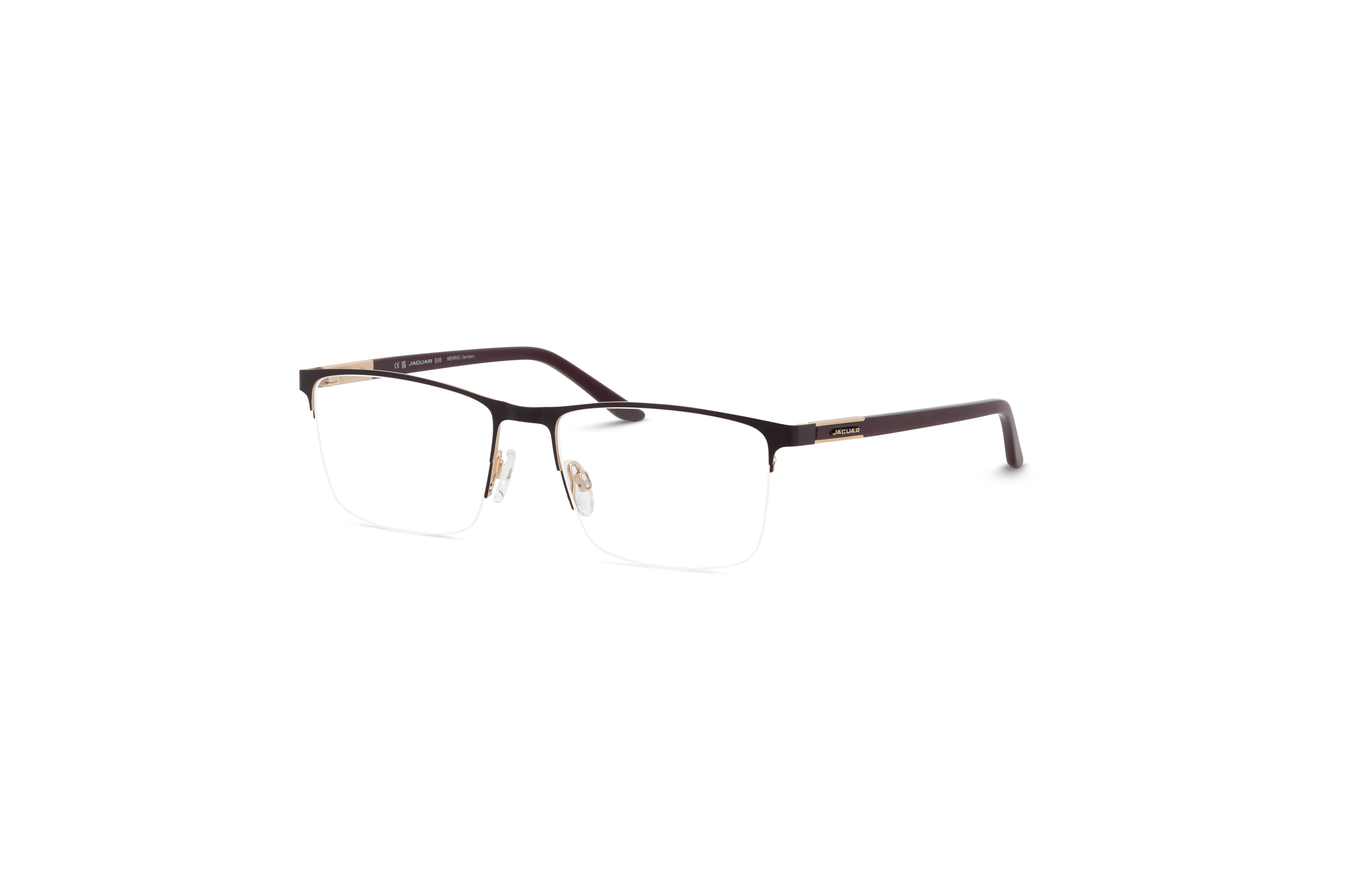 45° Ansicht der Brille Jaguar 33121 in Braun auf weißem Hintergrund.