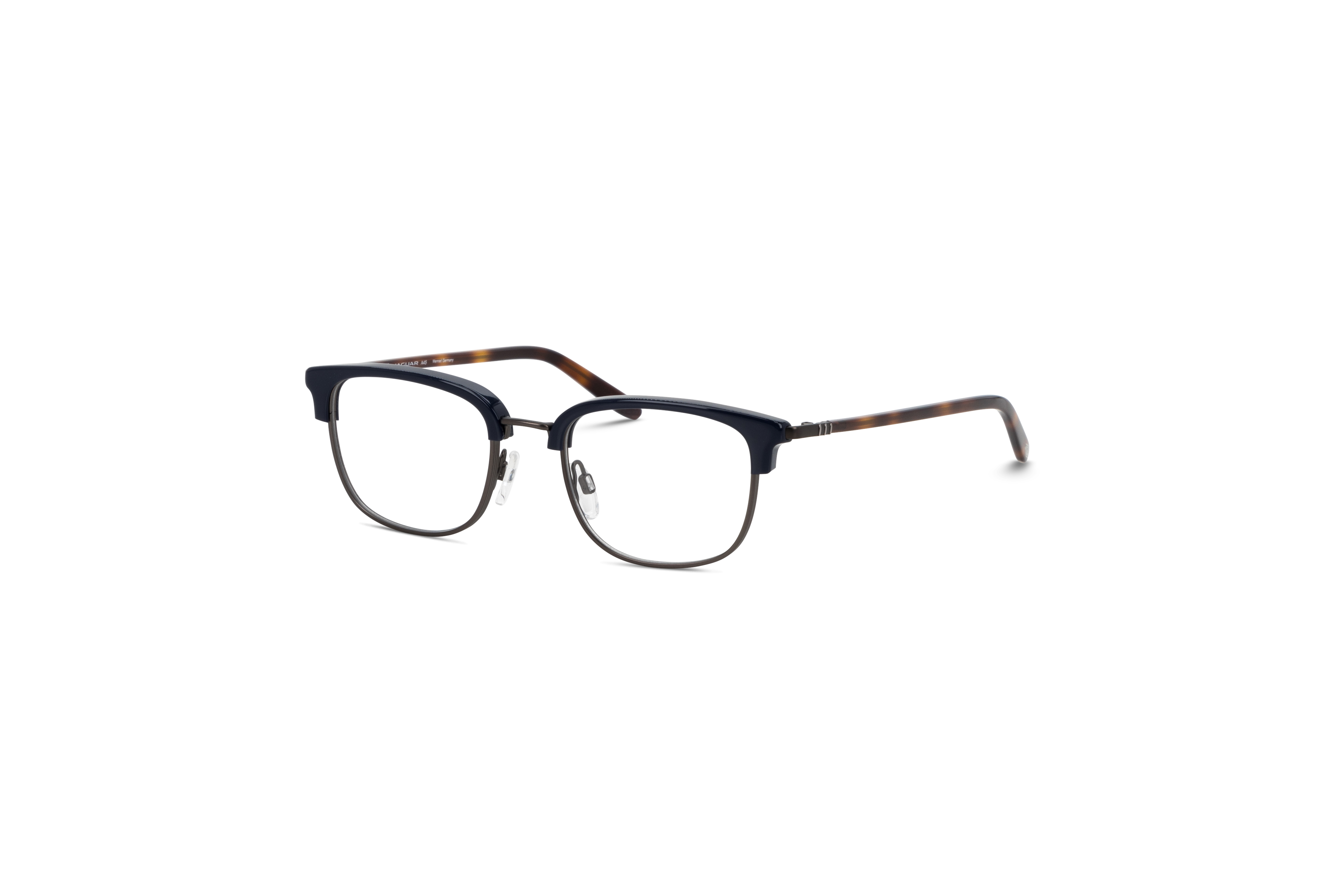 45° Ansicht der Brille Jaguar 33722 in Blau auf weißem Hintergrund.